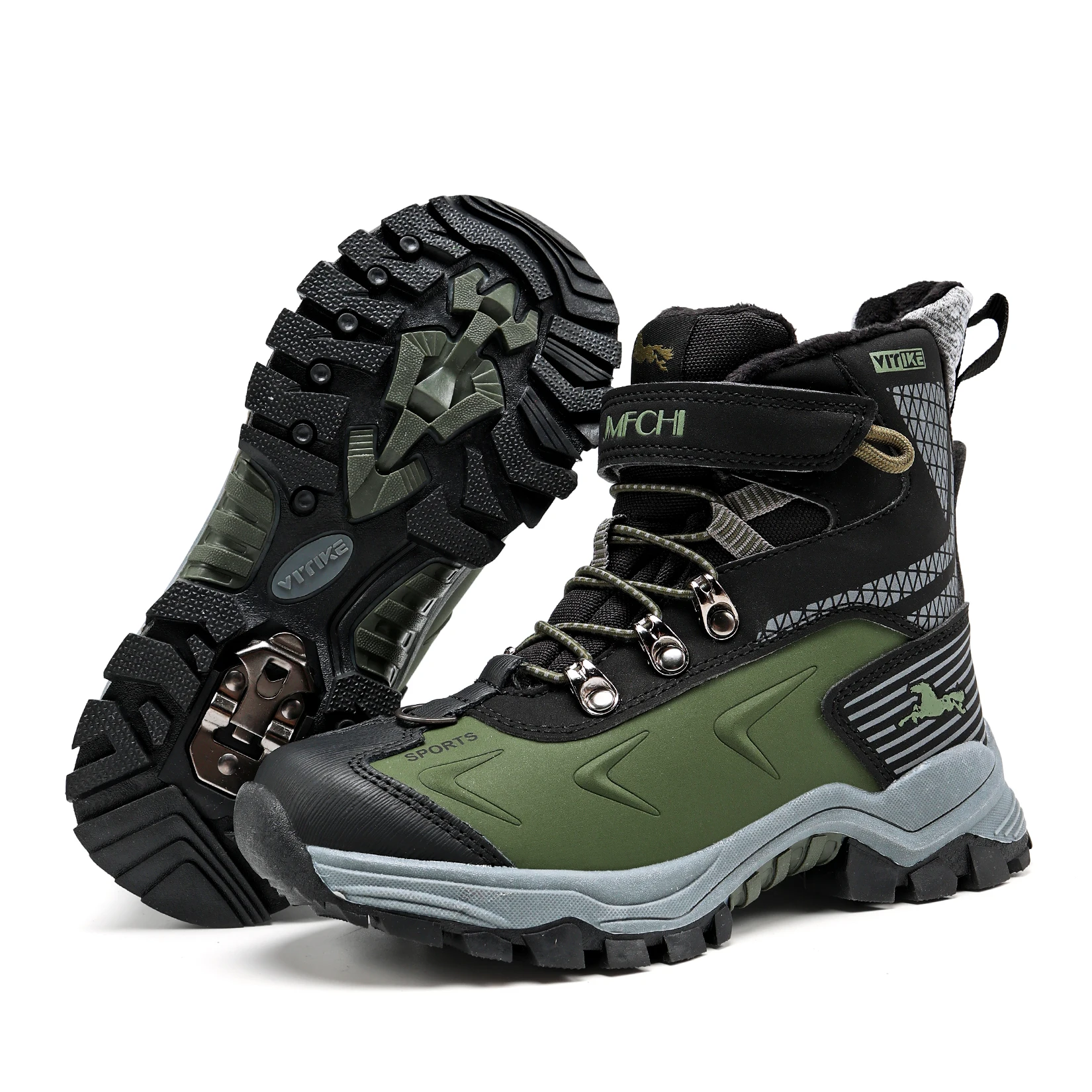 Kids Hiking Boots Outdoor Walking Climbing Sneaker Comfortable Snow Shoes Antiskid Steel Buckle Sole for Boys And Girls