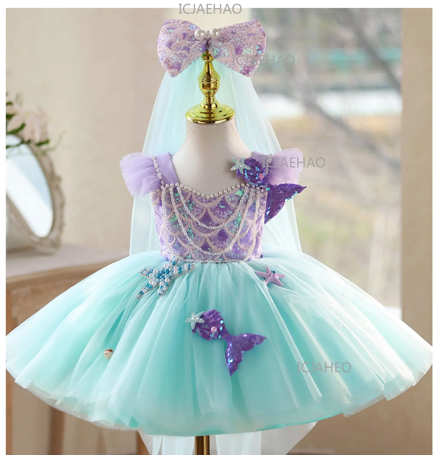 2026 Fashion Elegant Pageant Costume Children Girls Tenth Birthday Evening Gown Princess Dress Kids Host Runway Performance Tutu