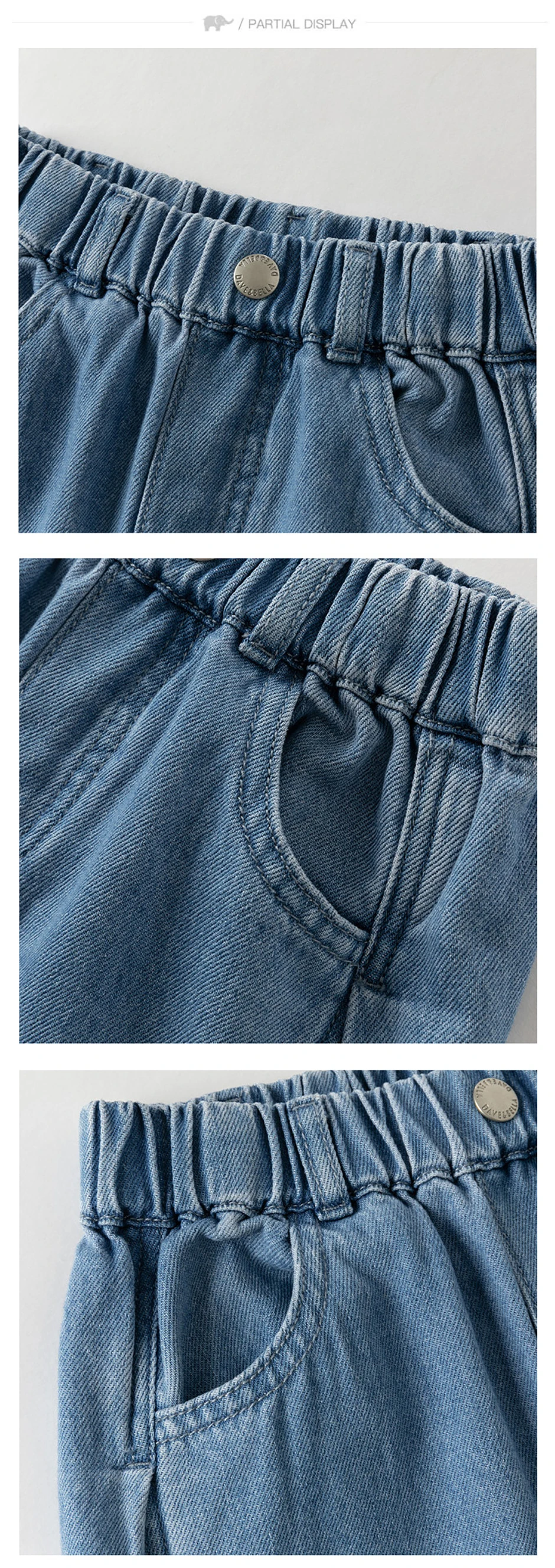Dave Bella Children Autumn Wide Leg Jeans 7-15 Years Teen Girls Casual Straight Pants Elastic Cowboy Trousers DK3262720