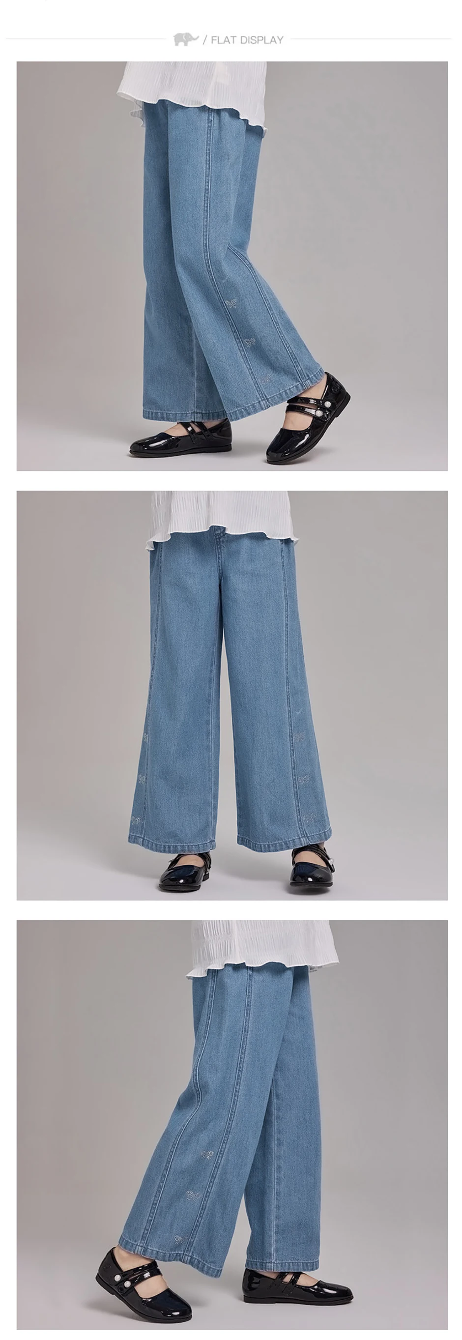 Dave Bella Children Autumn Wide Leg Jeans 7-15 Years Teen Girls Casual Straight Pants Elastic Cowboy Trousers DK3262720