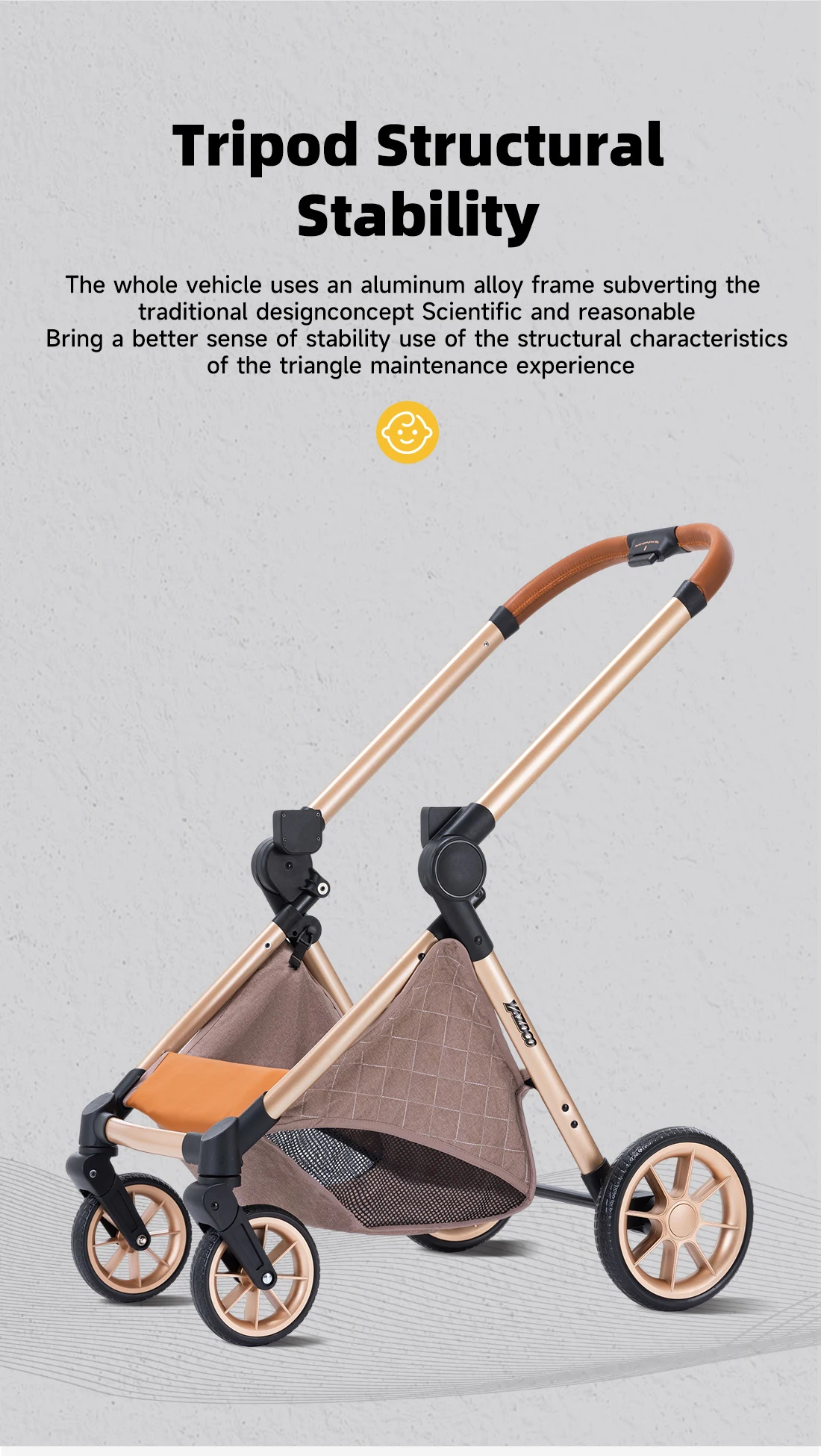 Chic 3‑in‑1 All‑Round Infant Pushchair, Adjustable Seating Direction, Height‑Boosted Landscape Layout, Space‑Saving Folding Build, Climate‑Compatible Inner Cushion For Newborn Outdoor Trips And Indoor Downtime