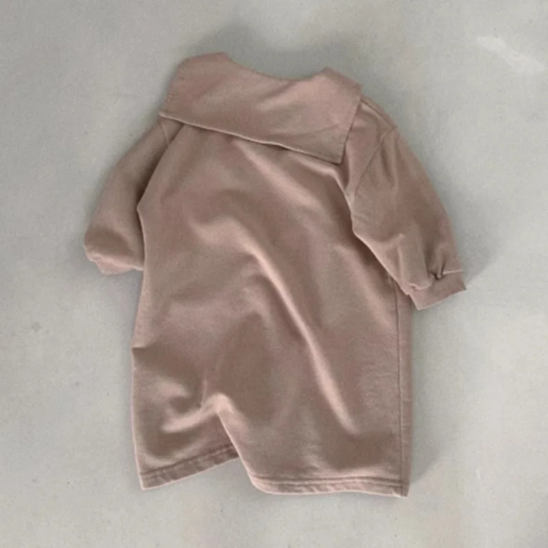 Korean Children's Clothing New Dress Girls Autumn and Winter Casual Loose College Style Lapel Collar Medium and Long Skirt