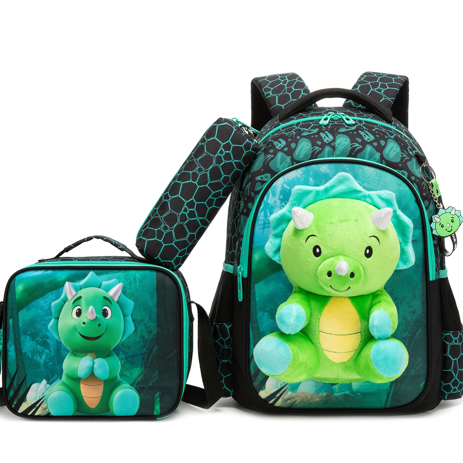 Kids Backpacks for Girls School Backpack with Lunch Bag Pencil Case for Elementary Student 3D Carton Plush Kids Travel School