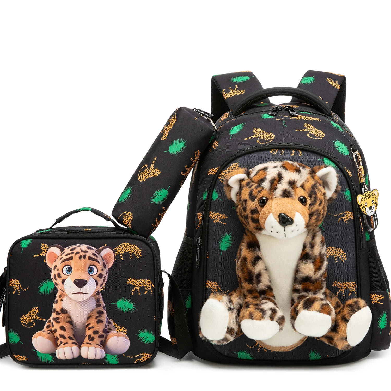 Kids Backpacks for Girls School Backpack with Lunch Bag Pencil Case for Elementary Student 3D Carton Plush Kids Travel School