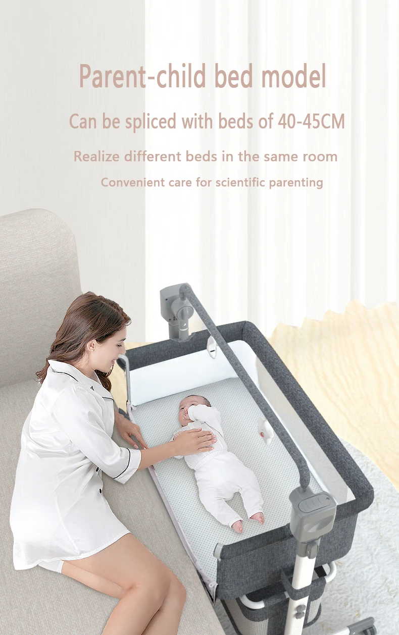 Electric Baby Bassinet Bedside Sleeper Co-Sleeper Crib Portable Infant Rocker Cradle with 5 Swing Speeds Bluetooth Music Adjustable Height Anti-Reflux Mesh Breathable Co-Sleeping Baby Bed with Wheels Storage Basket Newborn Essentials