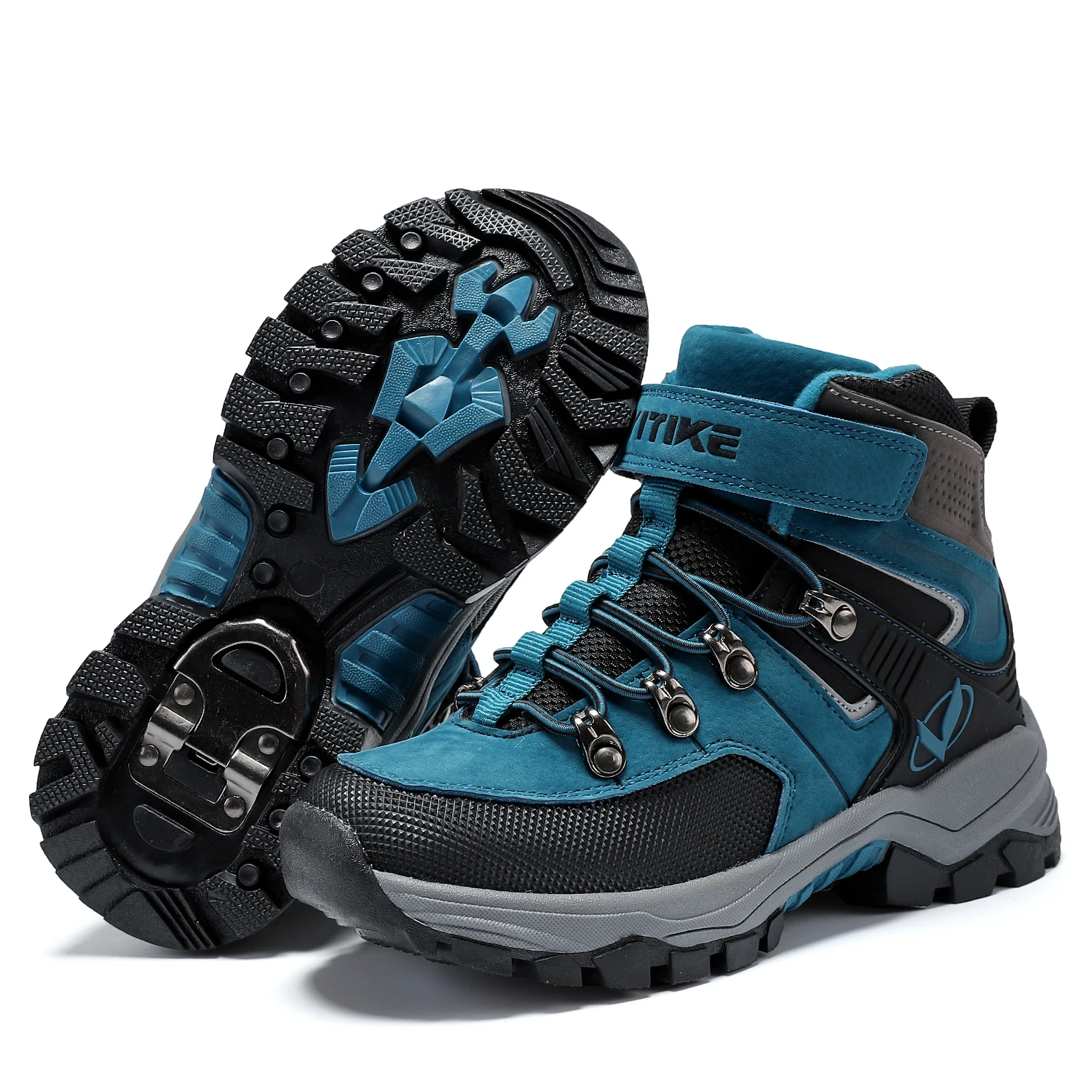 Kids Hiking Boots Outdoor Walking Climbing Antiskid Sneaker Comfortable Snow Shoes with Steel Buckle Sole for Boys And Girls