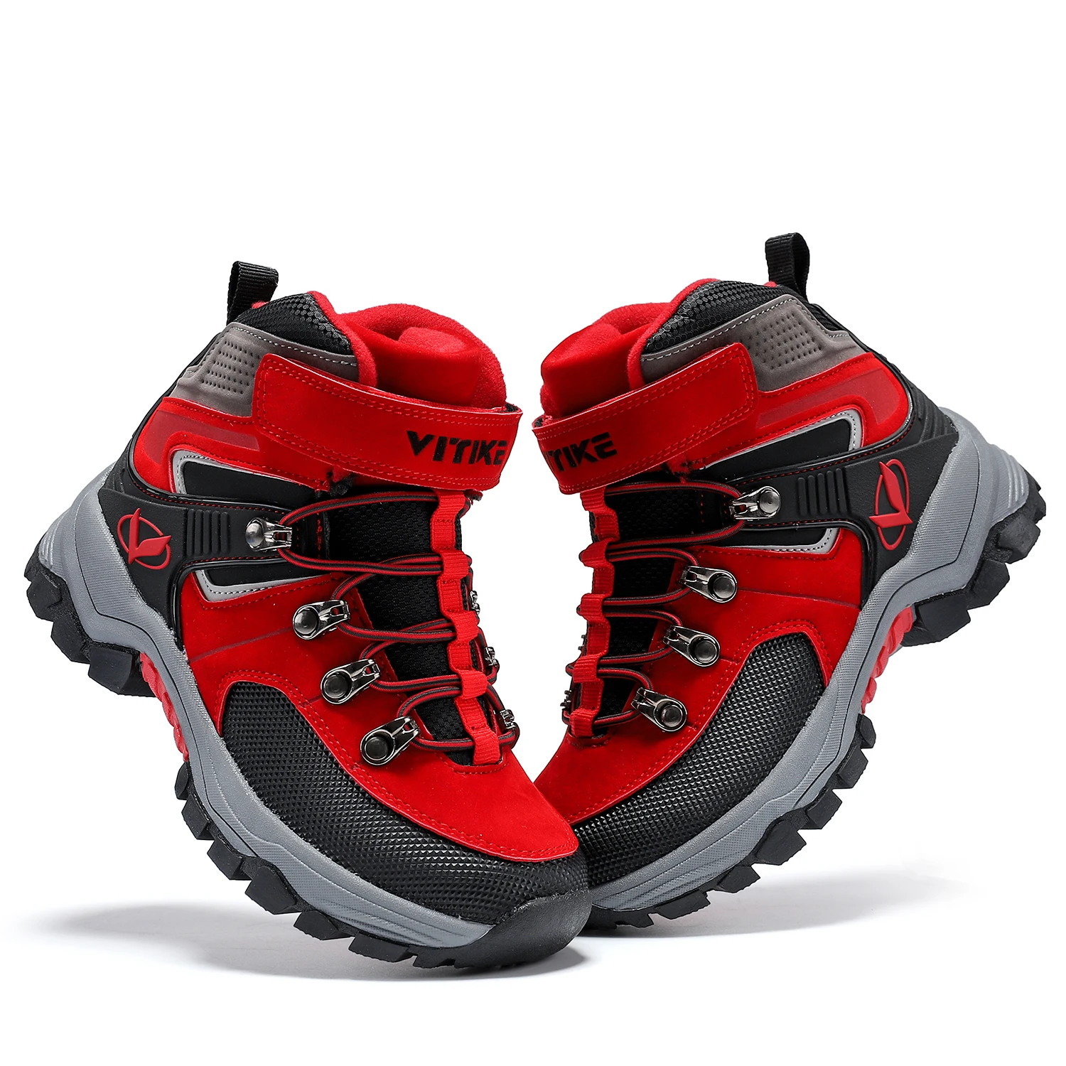 Kids Hiking Boots Outdoor Walking Climbing Antiskid Sneaker Comfortable Snow Shoes with Steel Buckle Sole for Boys And Girls