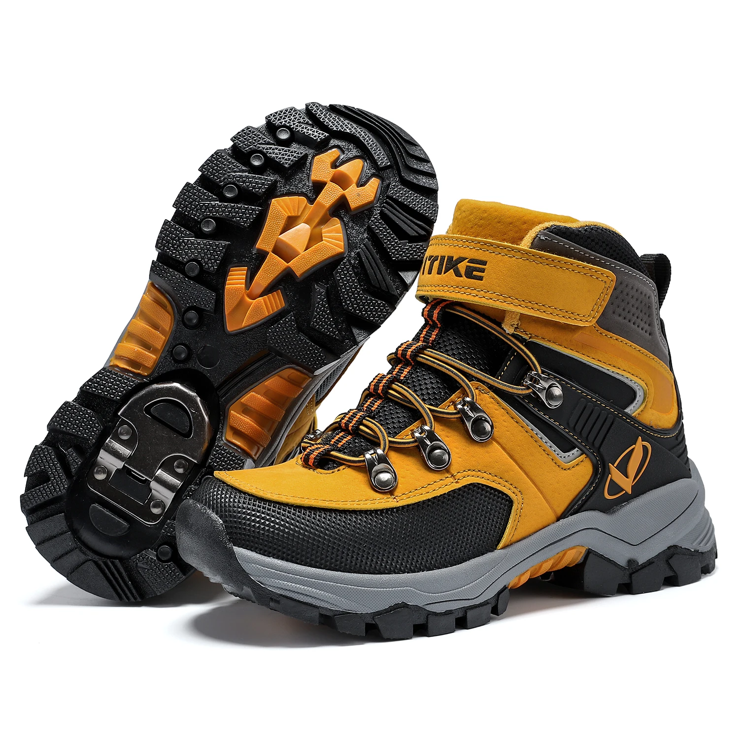 Kids Hiking Boots Outdoor Walking Climbing Antiskid Sneaker Comfortable Snow Shoes with Steel Buckle Sole for Boys And Girls