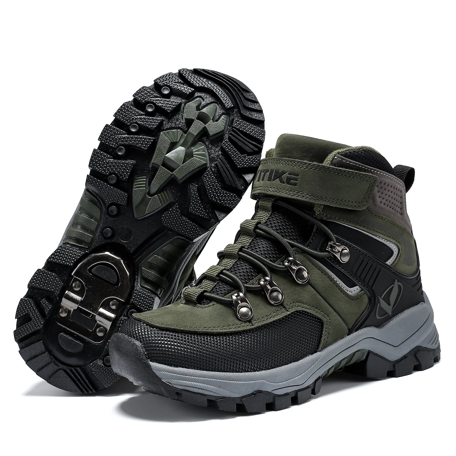 Kids Hiking Boots Outdoor Walking Climbing Antiskid Sneaker Comfortable Snow Shoes with Steel Buckle Sole for Boys And Girls