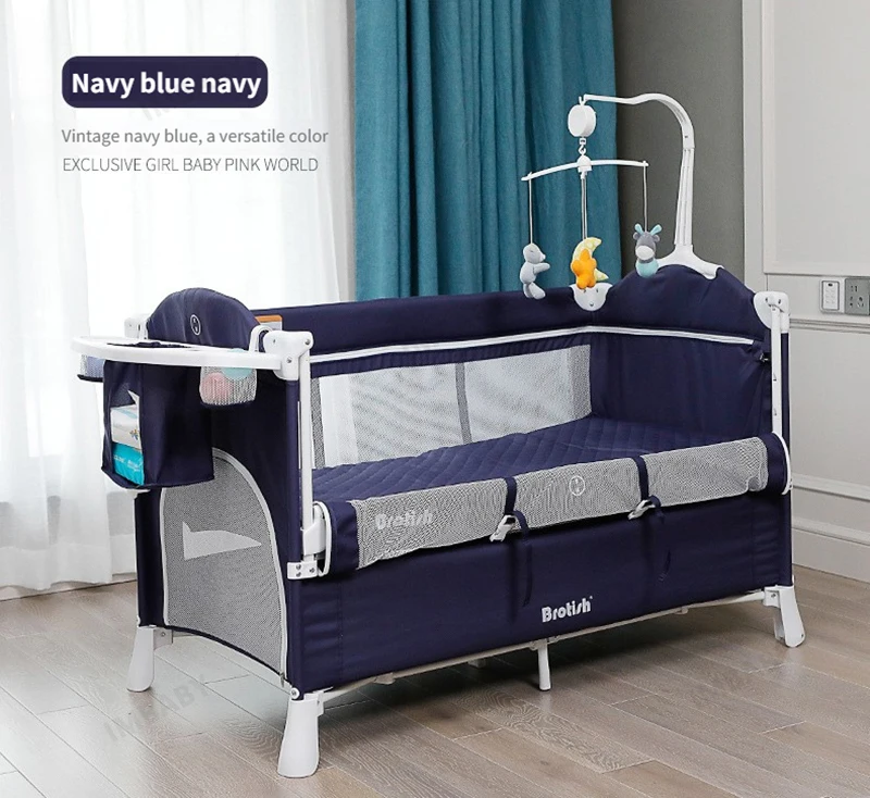 IMBABY Portable Baby Bed with Diaper Table Multifunctional Newborn Bed Kids Cradle Rocker Baby Crib for 0-6 Years Old Child Crib