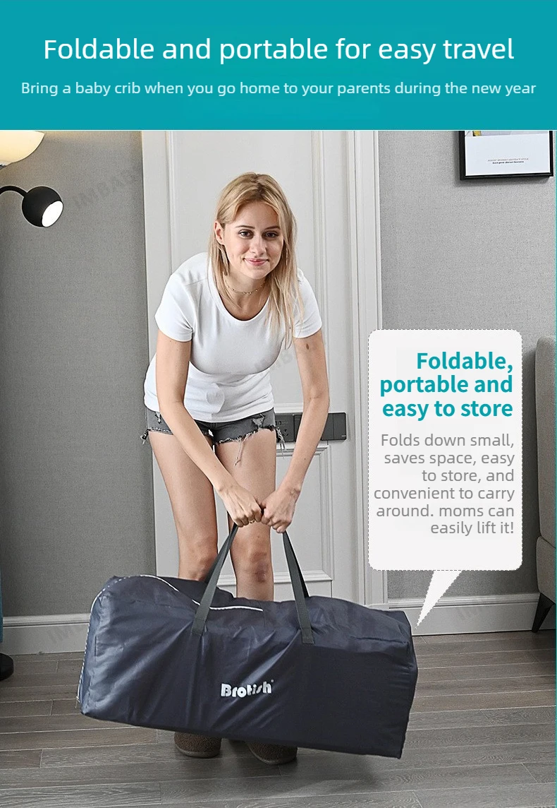 IMBABY Portable Baby Bed with Diaper Table Multifunctional Newborn Bed Kids Cradle Rocker Baby Crib for 0-6 Years Old Child Crib