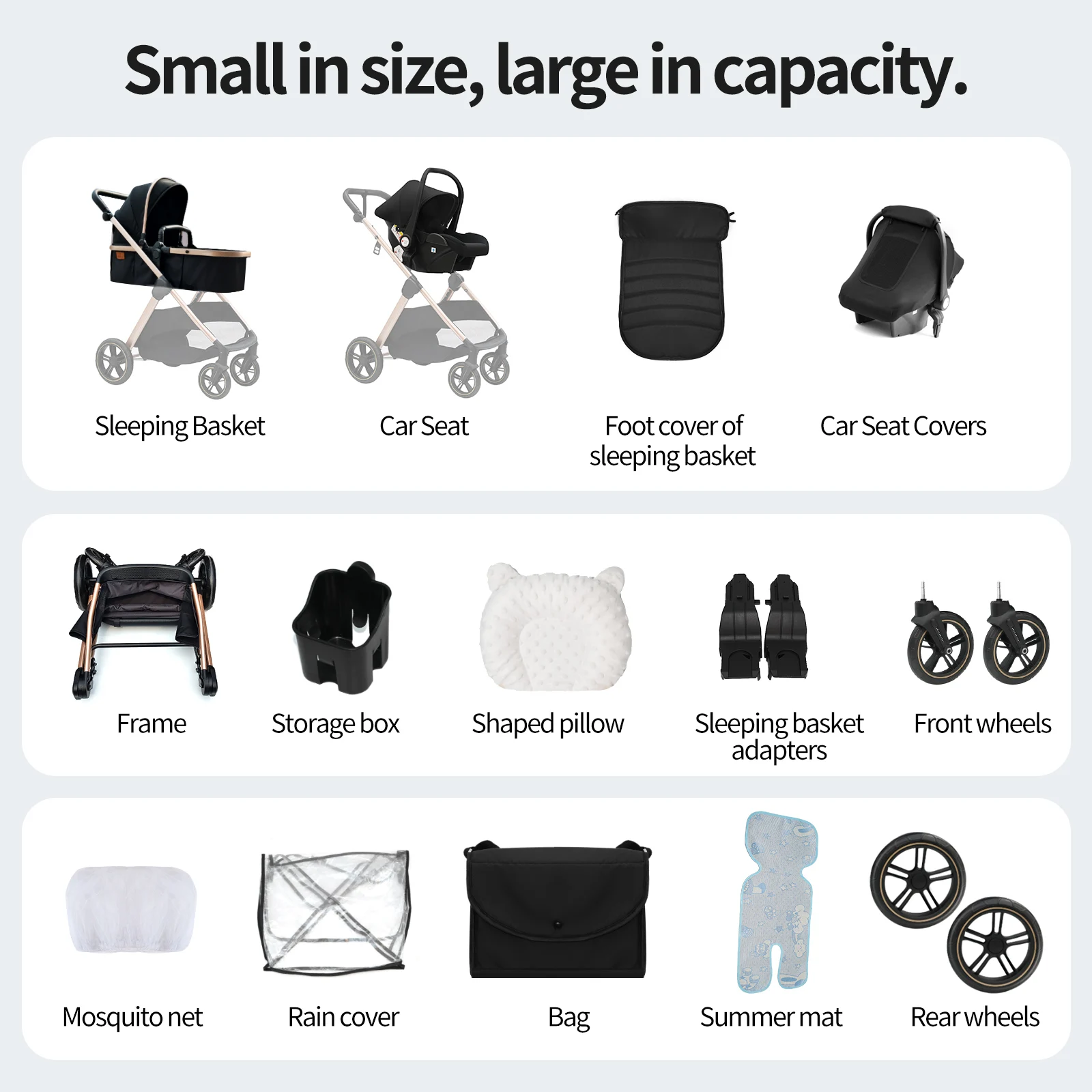 Baby Stroller for Newborns Pram Foldable Compact Reversible Travel StrollerEasy Fold for Infant Toddler Daily Use and Travel