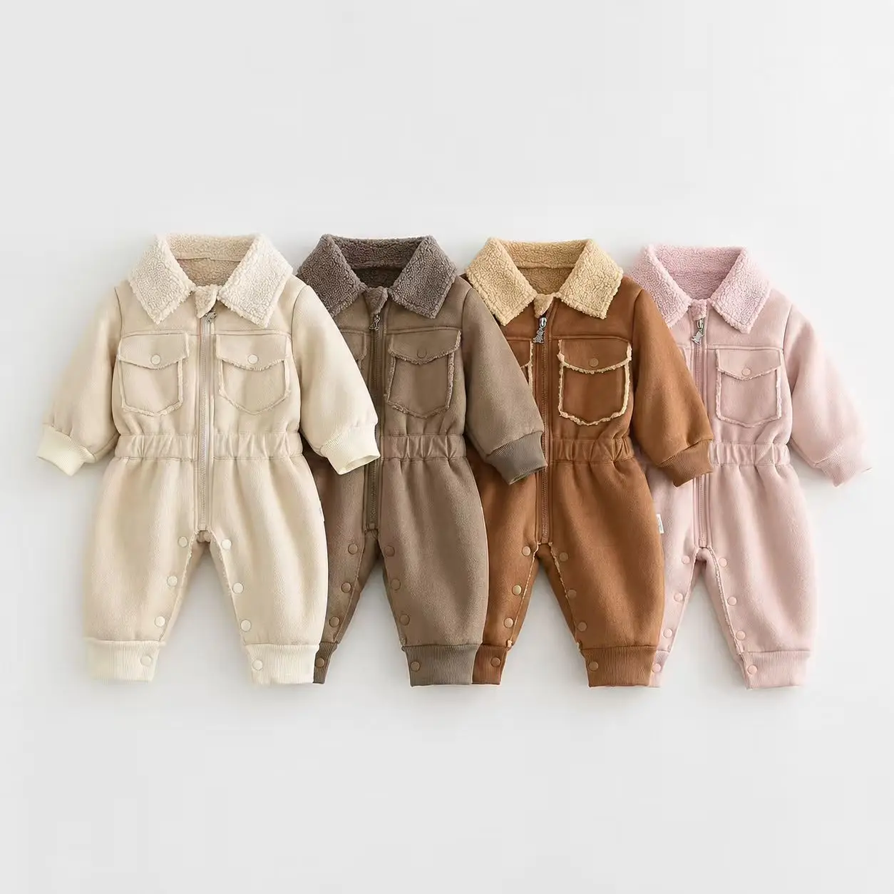 2026 Winter New Baby Girl Warm Fleece Romper Newborn Infant Plus Velvet Thick Jumpsuit Boy Toddler Lamb Fleece Clothes 0-24M