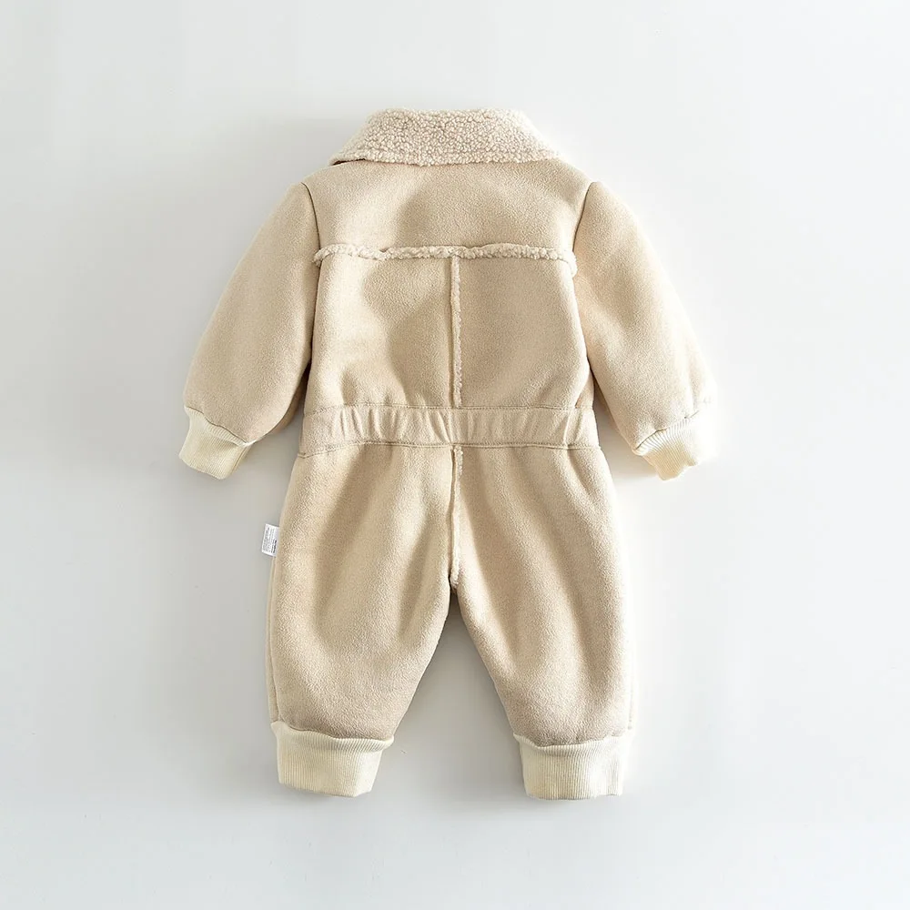 2026 Winter New Baby Girl Warm Fleece Romper Newborn Infant Plus Velvet Thick Jumpsuit Boy Toddler Lamb Fleece Clothes 0-24M