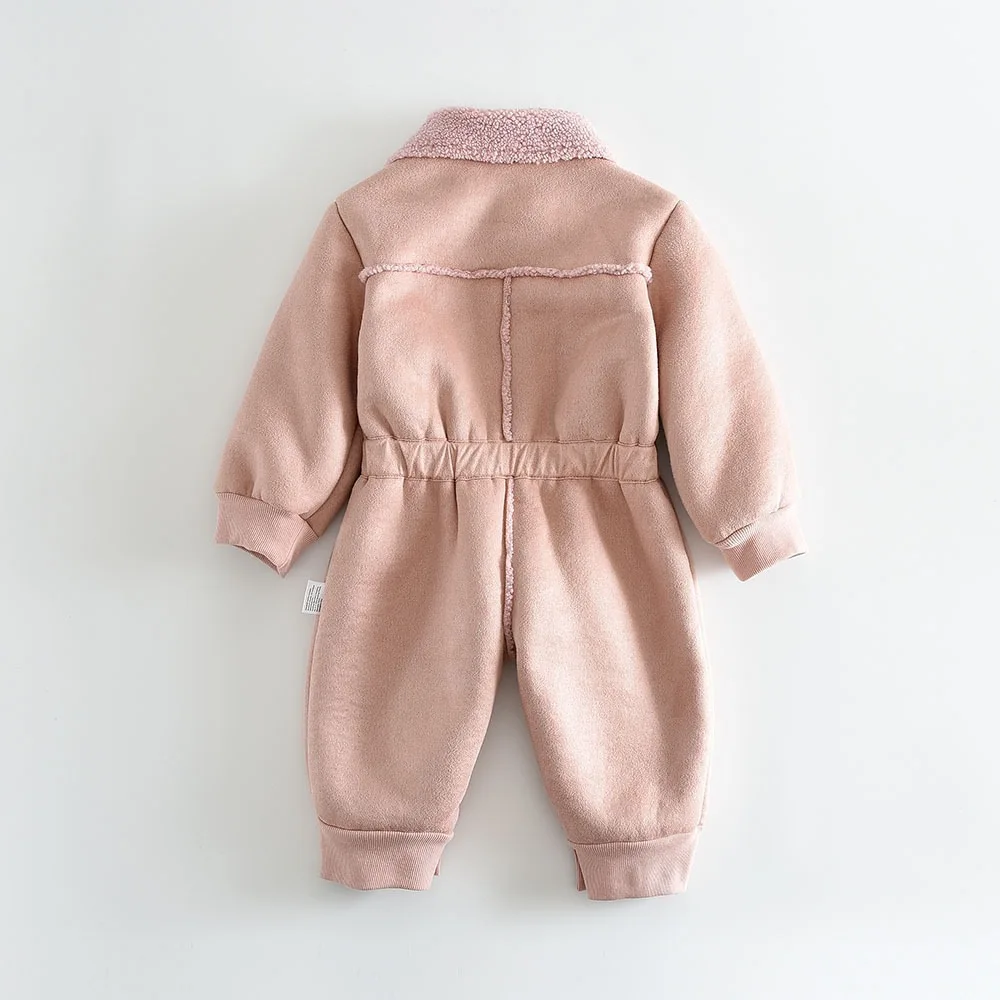 2026 Winter New Baby Girl Warm Fleece Romper Newborn Infant Plus Velvet Thick Jumpsuit Boy Toddler Lamb Fleece Clothes 0-24M