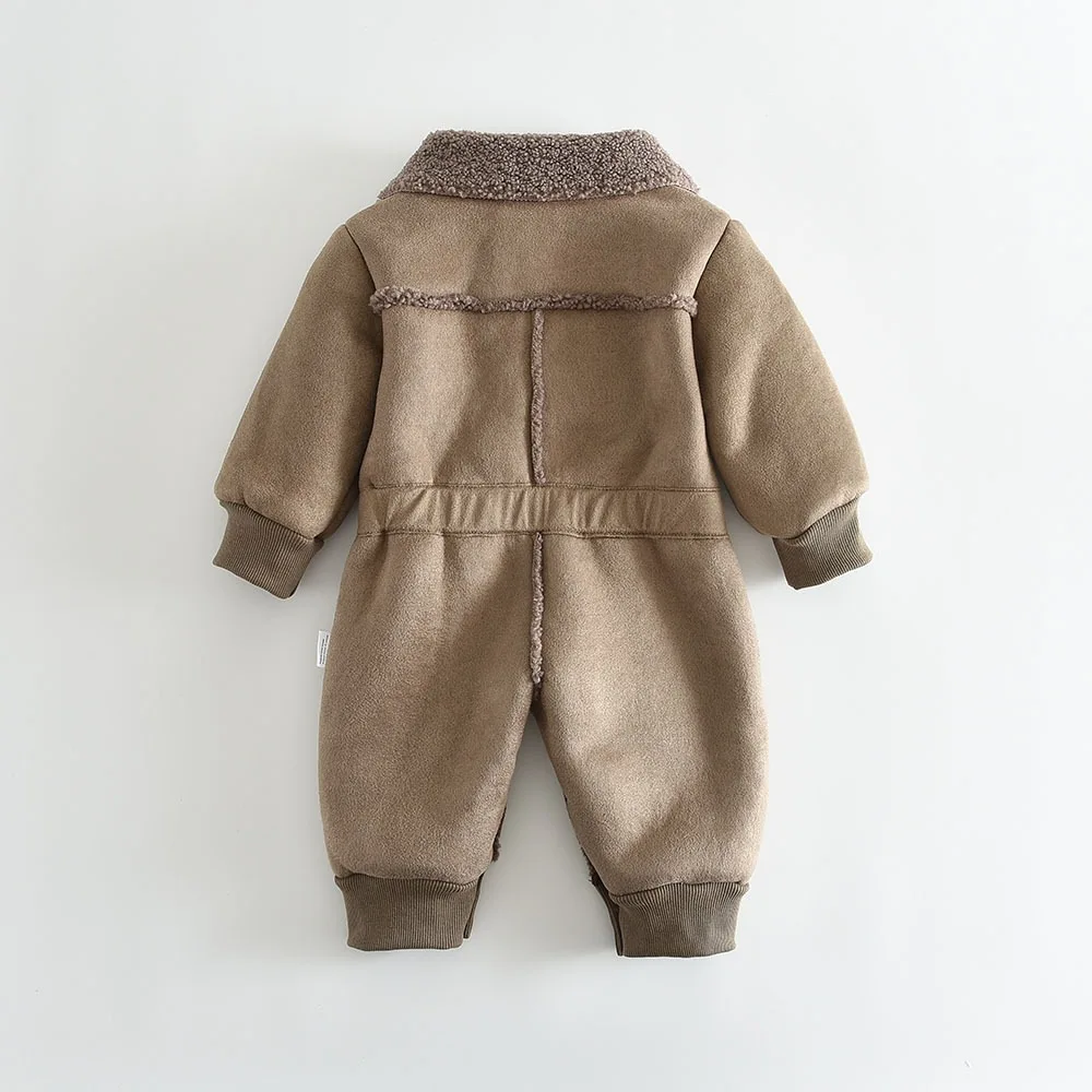 2026 Winter New Baby Girl Warm Fleece Romper Newborn Infant Plus Velvet Thick Jumpsuit Boy Toddler Lamb Fleece Clothes 0-24M