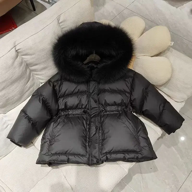 ZOETOPKID Winter Hooded Medium To Long Children's Thick Hairy Decorative Cotton Jacket Kids Winter Coat Boys Girls Parkas