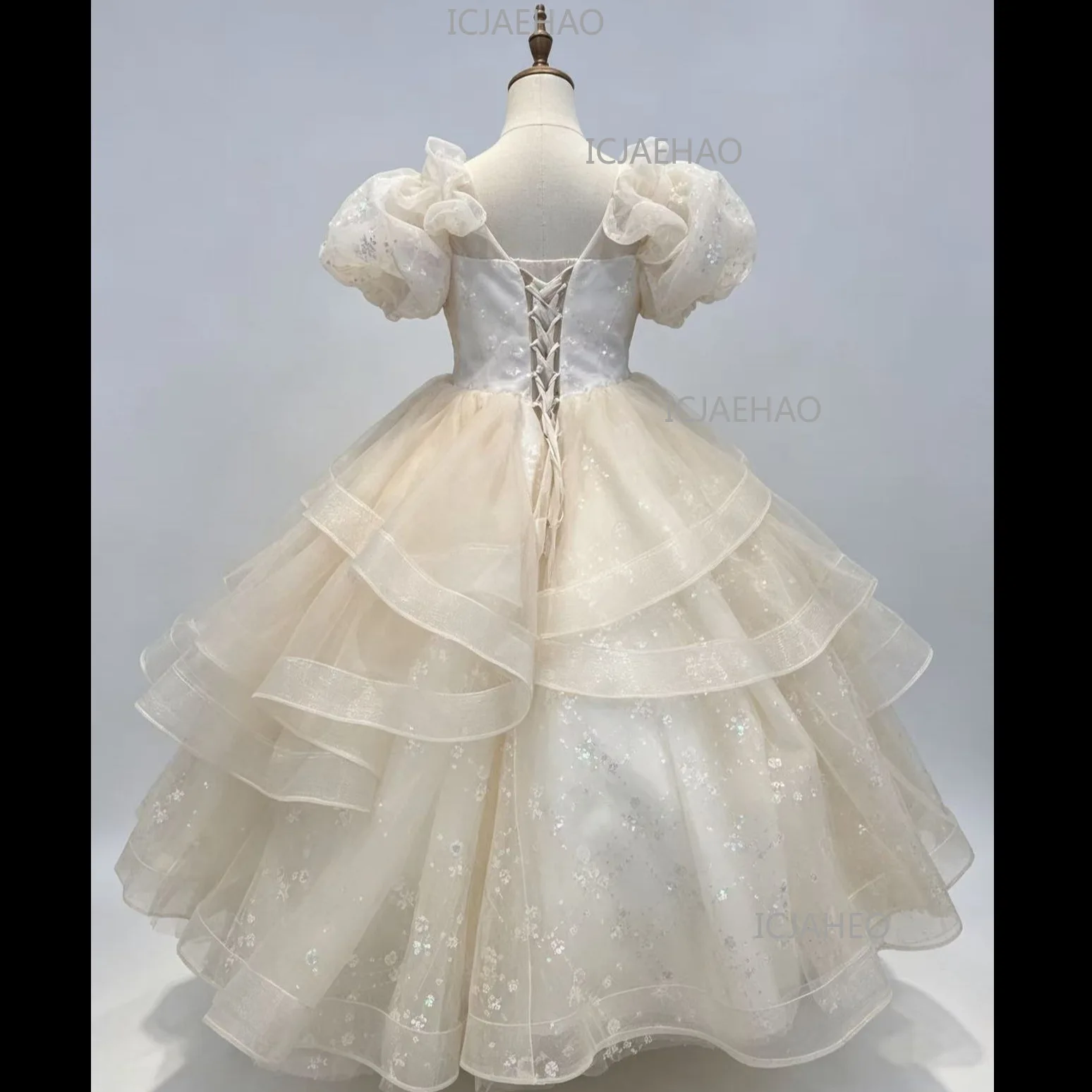 2026 Children Girls Formal Multi Layer Long Tutu Birthday Party New Kids Flower Girl Wedding Piano Elegant Princess Gown Costume