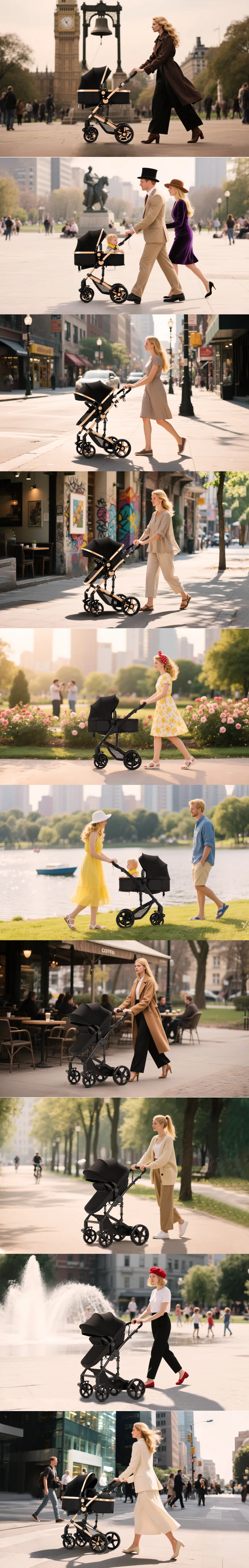 3 in 1 Stroller Baby Stroller Baby Car Multi Functional High Landscape Hand Push Lightweight Portable Foldable Travel Pram Fashion Popular Tide Baby Stroller Good Quality Newborn Carriage Four Wheel Trolley