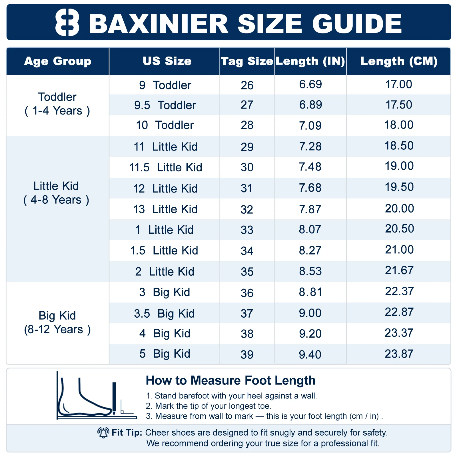 BAXINIER Youth Kids Cheerleading Shoes White Black Synthetic Leather Athletic Training Sneakers for Girls Boys Students Perforated Breathable Soft Cushioned Insole Non-Slip Rubber Sole Competition Shoes
