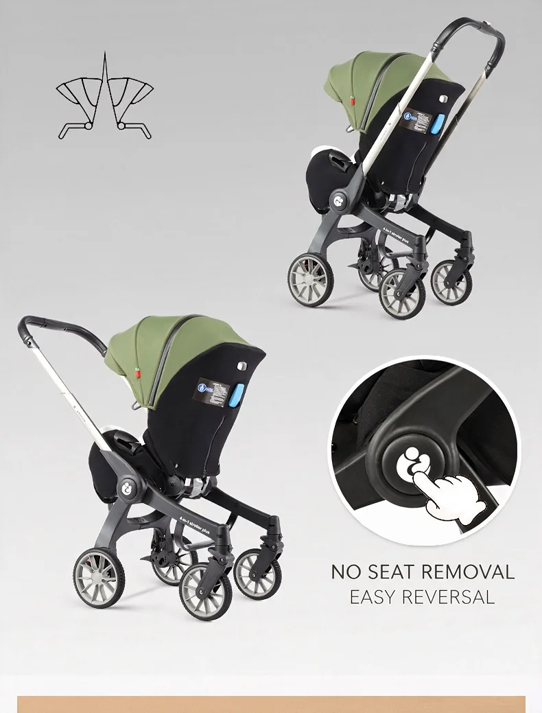 Versatile Baby Pushchair, Fully Flat Reclining Backrest, Quick One-Hand Fold, Adjustable Handlebar, Shock Absorbing System For Daily Family Walks