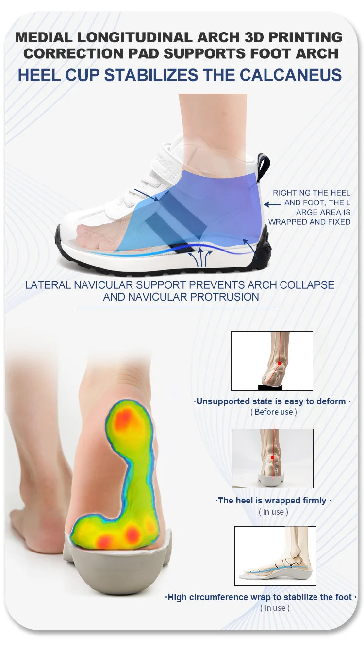 Kids Orthopedic Thick Sole Shoes with Ankle and Arch Support for Boys and Girls Designed for Child Foot Development
