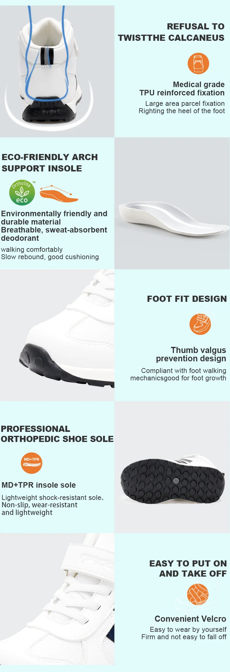Kids Orthopedic Thick Sole Shoes with Ankle and Arch Support for Boys and Girls Designed for Child Foot Development