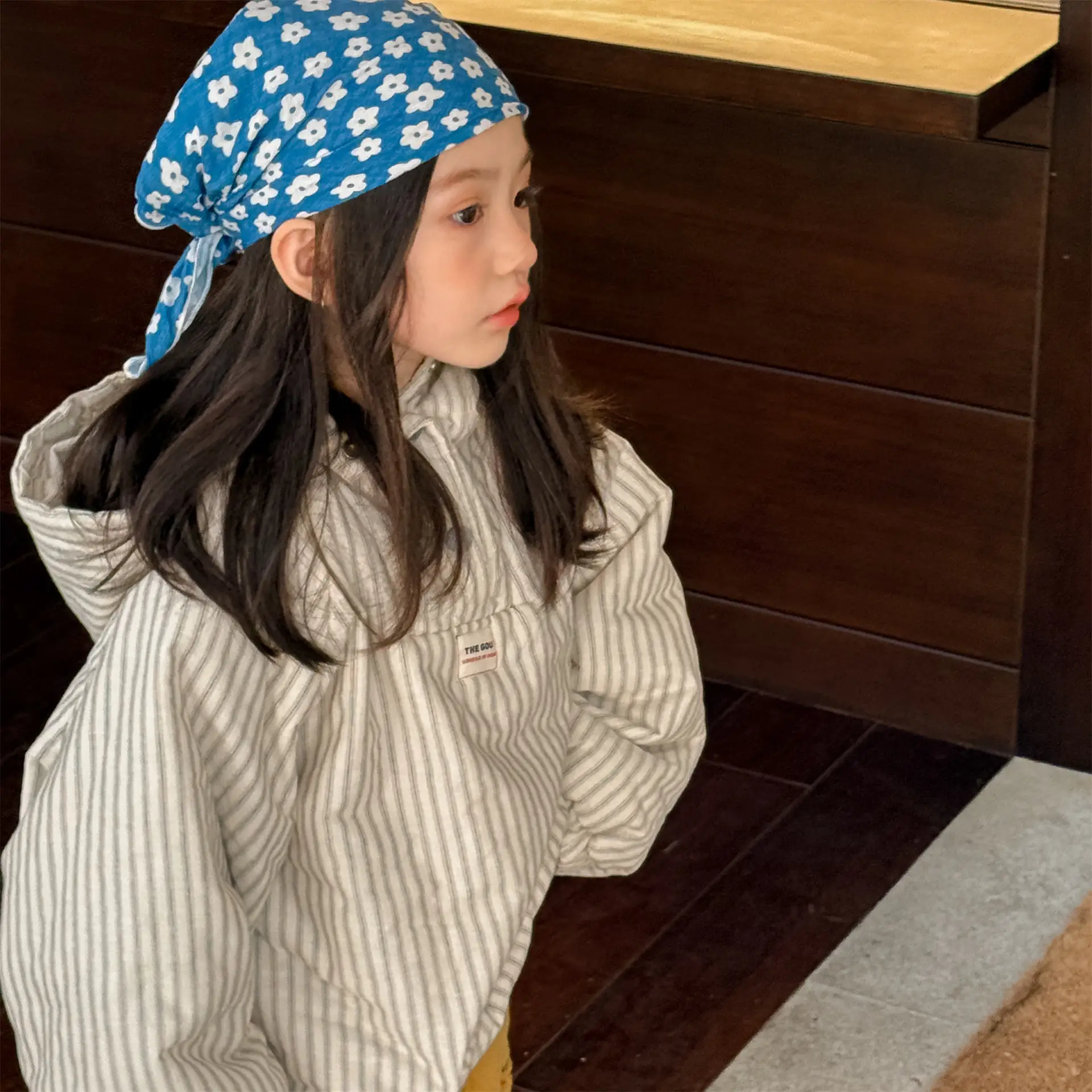 2026 New Winter Children Cotton-padded Coat Hooded Fleece Lining Unisex Toddlers Kids  Striped Thicken Warm Outerwear