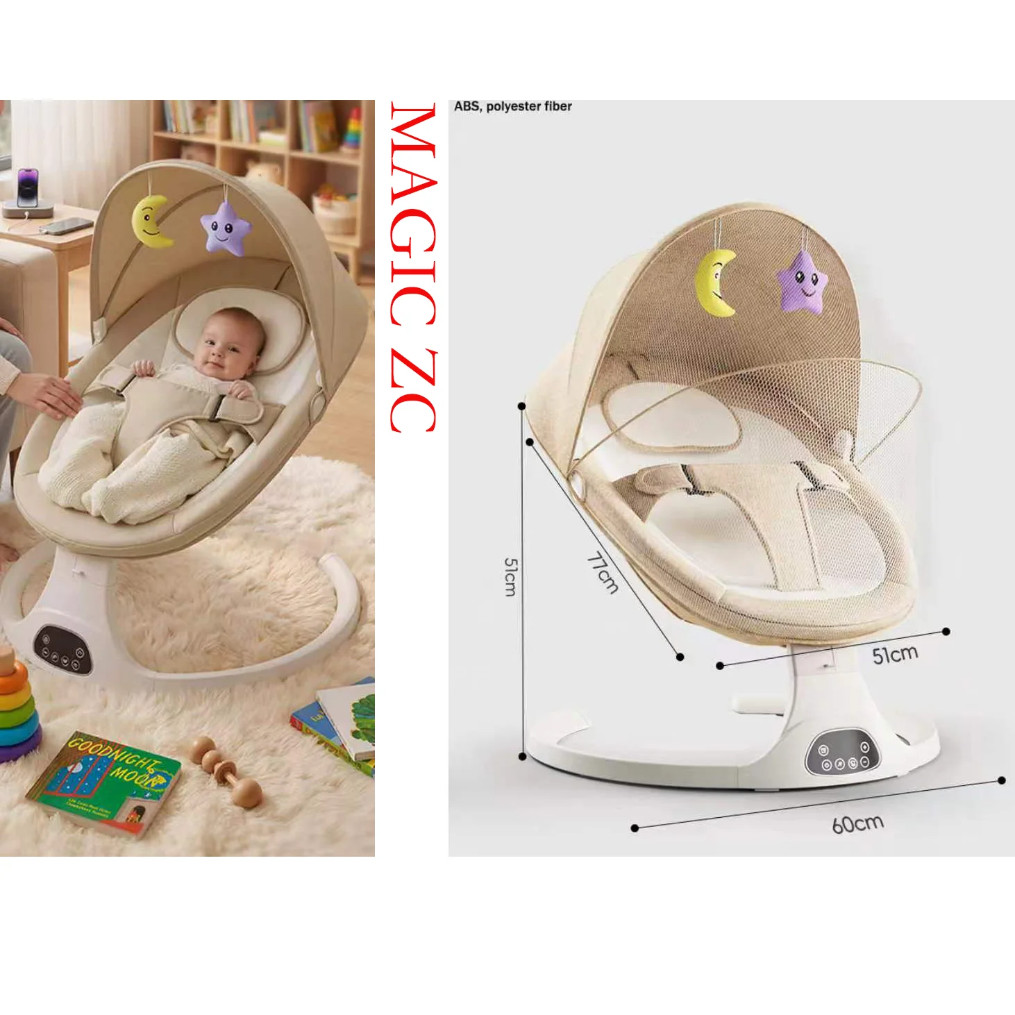 Baby Cradle Baby Bed Baby Cribs Good Quality Smart Multi Functional Newborn Rocking Sleeping Bed Infant Swing Bed Lightweight Portable Stable and Safety Parents Enjoy Play with Baby Good Choose Can Make the Hand Free