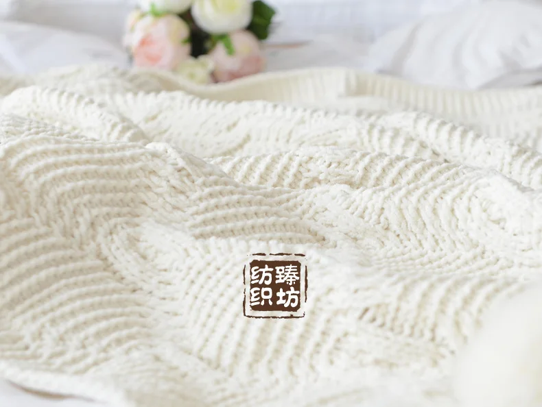Knit Blanket Chunky Throw Blankets For Couch Sofa Cover Chenille Soft Pompom Decorative Blankets Home Decor Bedspread On Bed