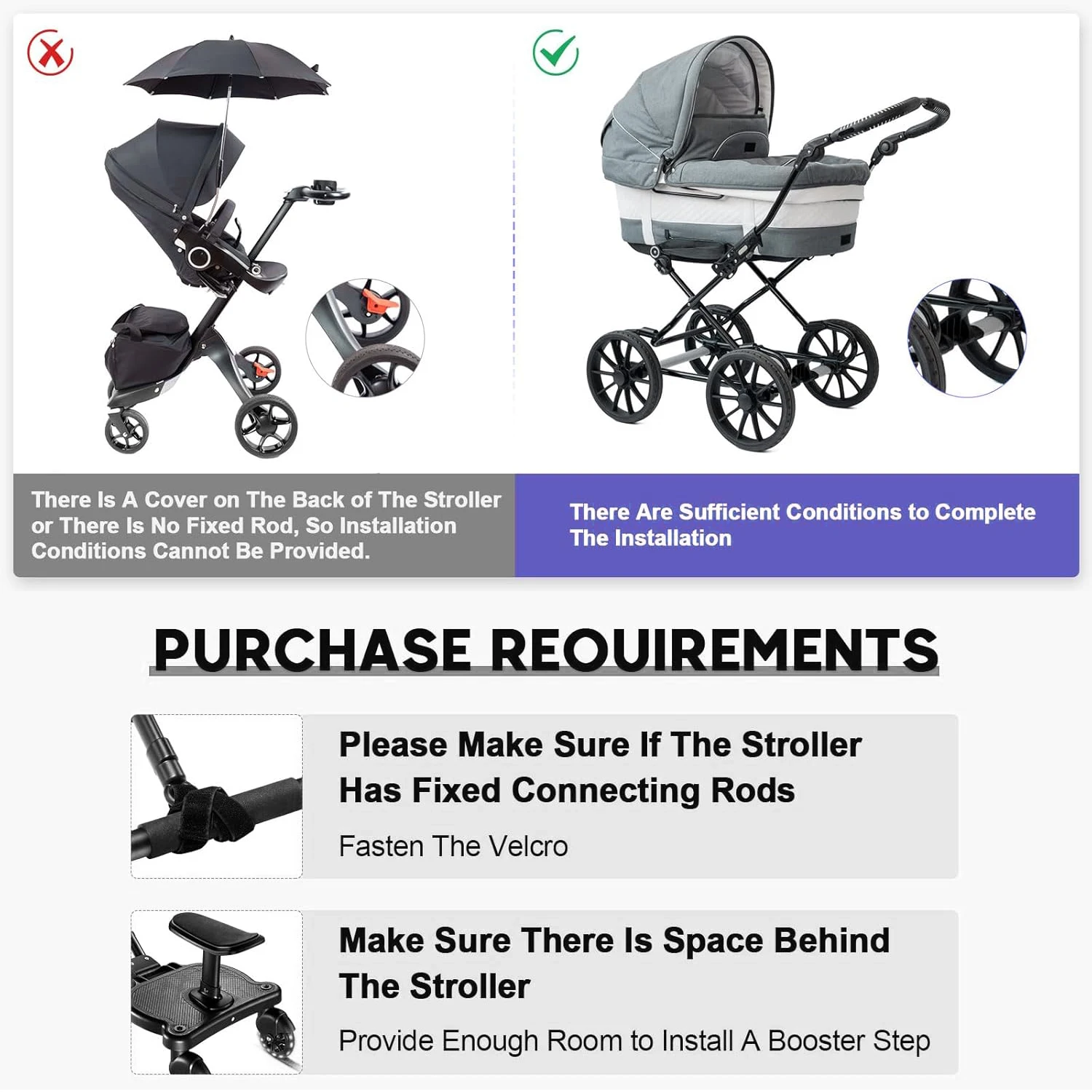Baby Stroller Pedal Adapter with Seat 25KG/55LBS Maximum Load Capacity Universal Stroller Board Strollers Accessorie for Pushchair
