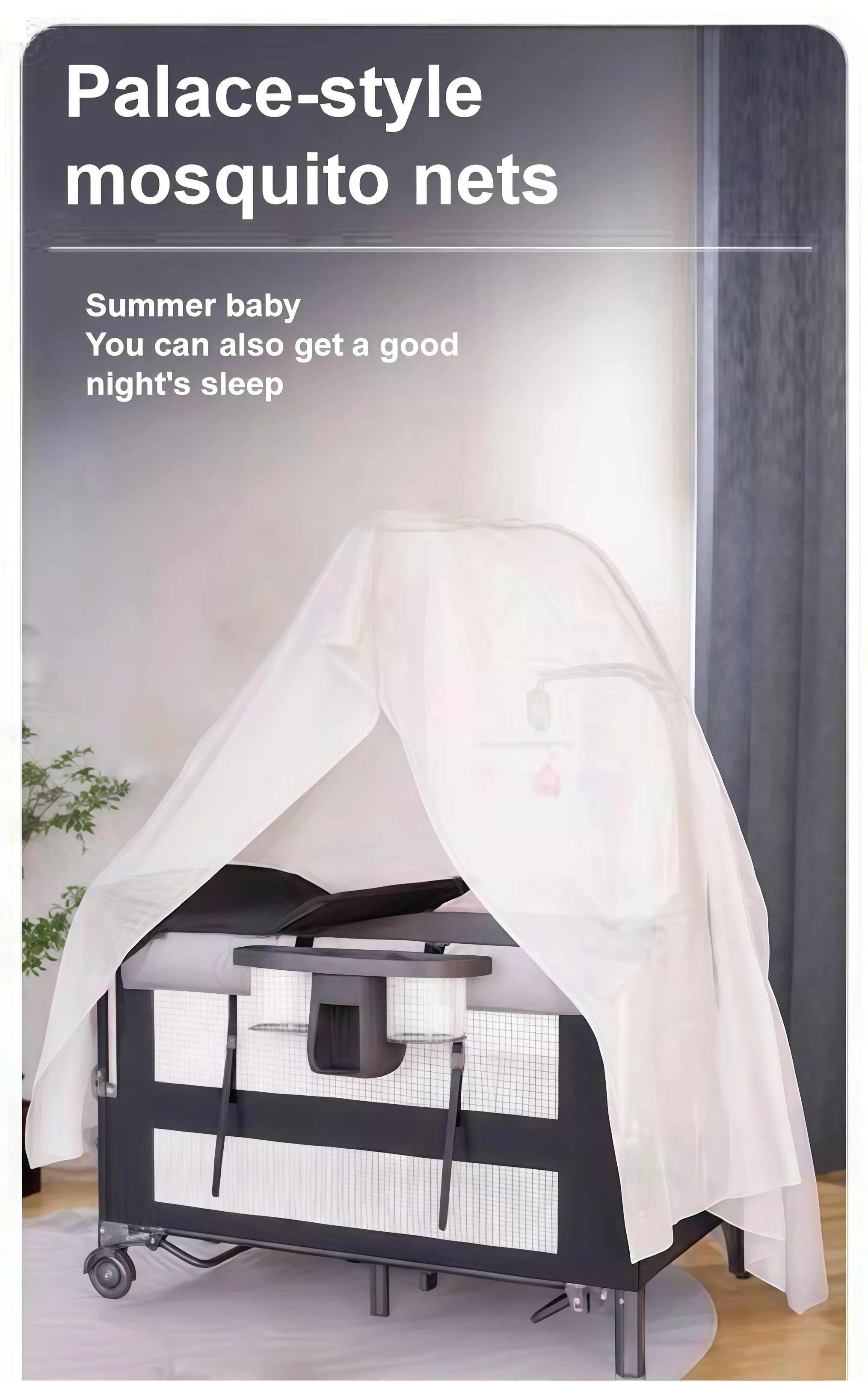 3-in-1 Bedside Crib for Co-Sleeping, Convertible Portable Baby Bassinet with Removable Side Panel, Height Adjustable Newborn Travel Cot, Breathable Mesh Infant Playpen with Diaper Changer and Toy Rack