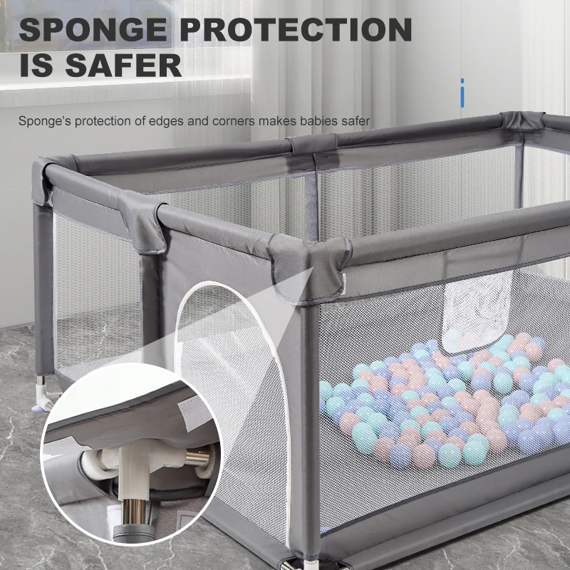 Baby Playpen with Ball Pool, Large Child Activity Park, Safety Fence, Foldable and Easy to Install, Breathable Net, Indoor Play Area, Stable Structure for Baby and Toddler, Kids Playhouse