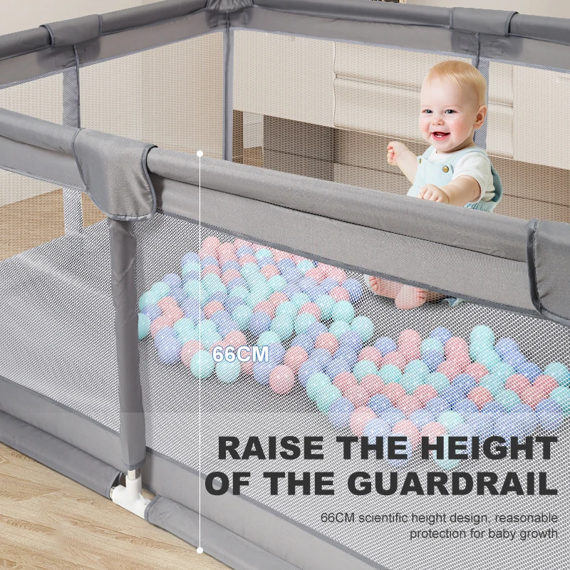 Baby Playpen with Ball Pool, Large Child Activity Park, Safety Fence, Foldable and Easy to Install, Breathable Net, Indoor Play Area, Stable Structure for Baby and Toddler, Kids Playhouse