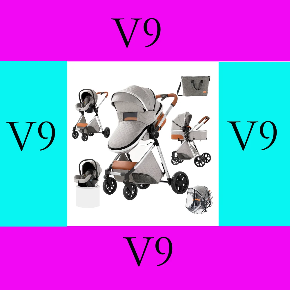 3 in 1 Stroller Baby Stroller Baby Car High Landscape Lightweight Portable Foldable Travel Pram Newborn Carriage Multi Functional with Baby Car Seat Memory Cotton Mattress Storage Bag Fashion Street Shop Cart Popular Tide Parents Thoughtful Good Choice