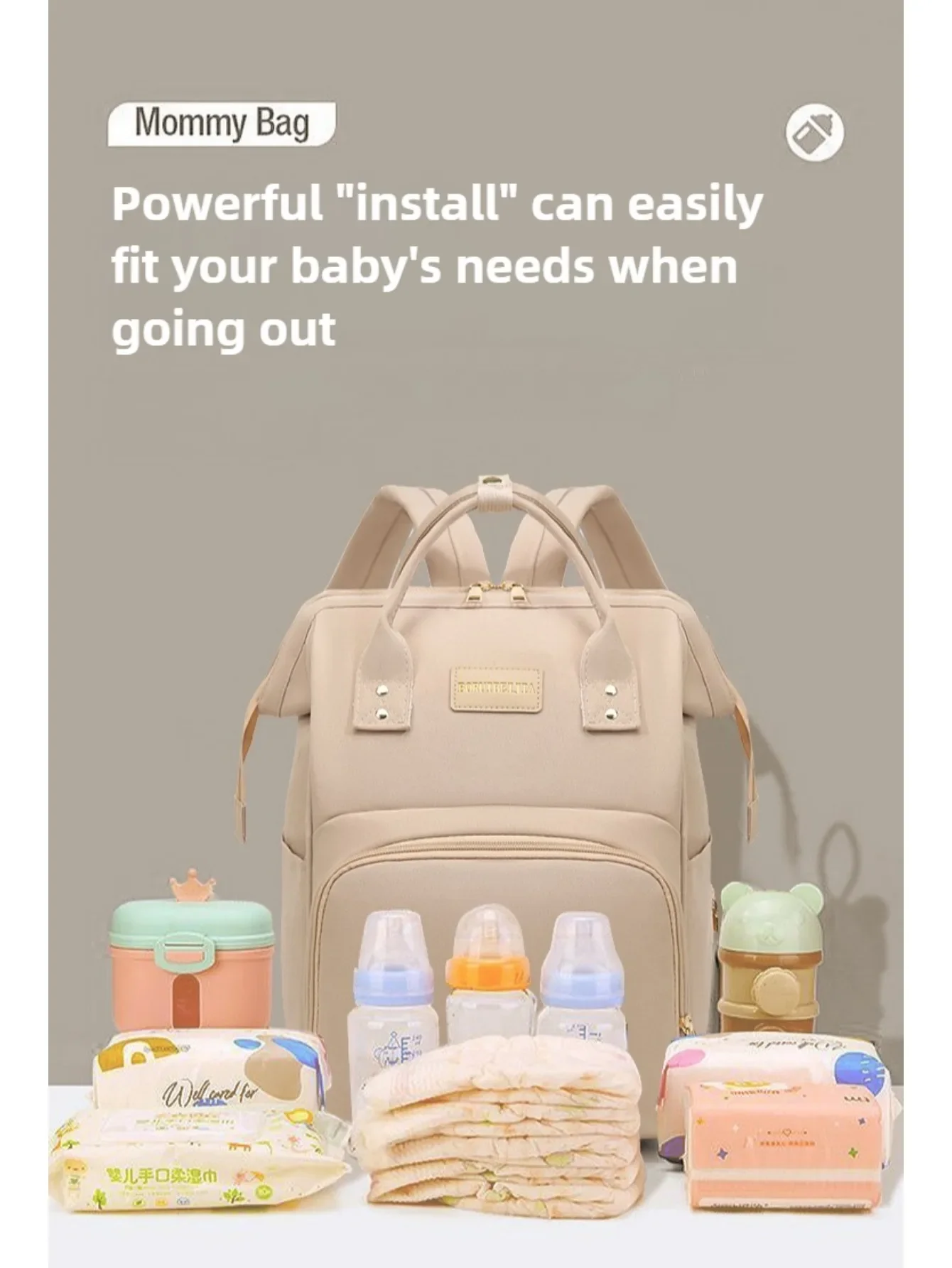 Fashion High Quality Backpack Double Shoulder Mommy Bag Large Capacity Travel Bag for Mother and Baby