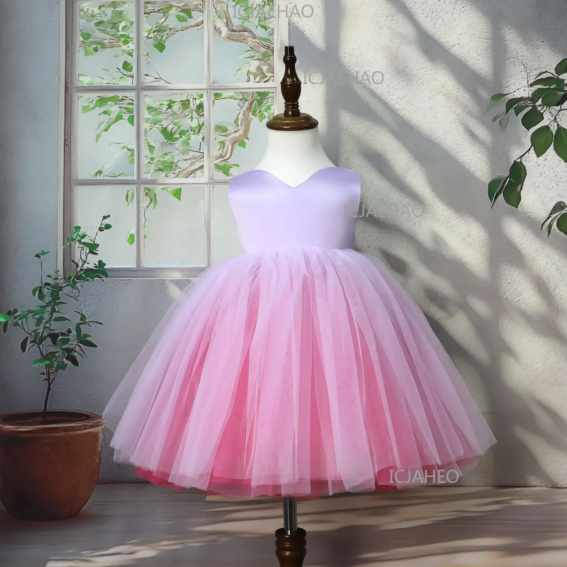 Children Gown Sleeveless Elegant Tutu Host Performance Birthday Party Banquet Princess Dress Flower Girl Wedding Girls Holiday