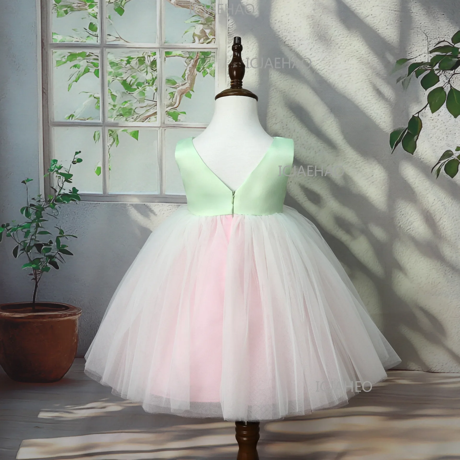 Children Gown Sleeveless Elegant Tutu Host Performance Birthday Party Banquet Princess Dress Flower Girl Wedding Girls Holiday