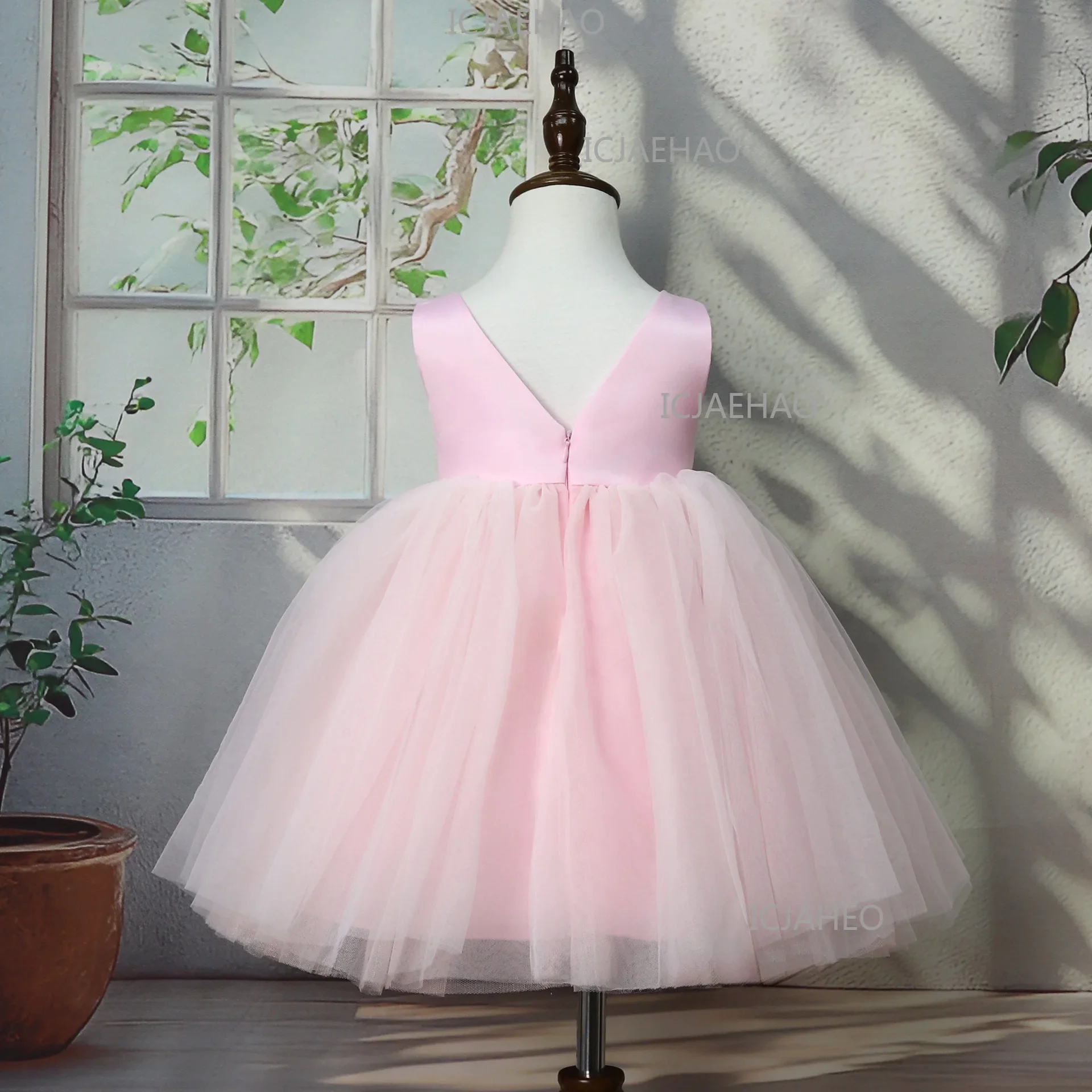 Children Gown Sleeveless Elegant Tutu Host Performance Birthday Party Banquet Princess Dress Flower Girl Wedding Girls Holiday