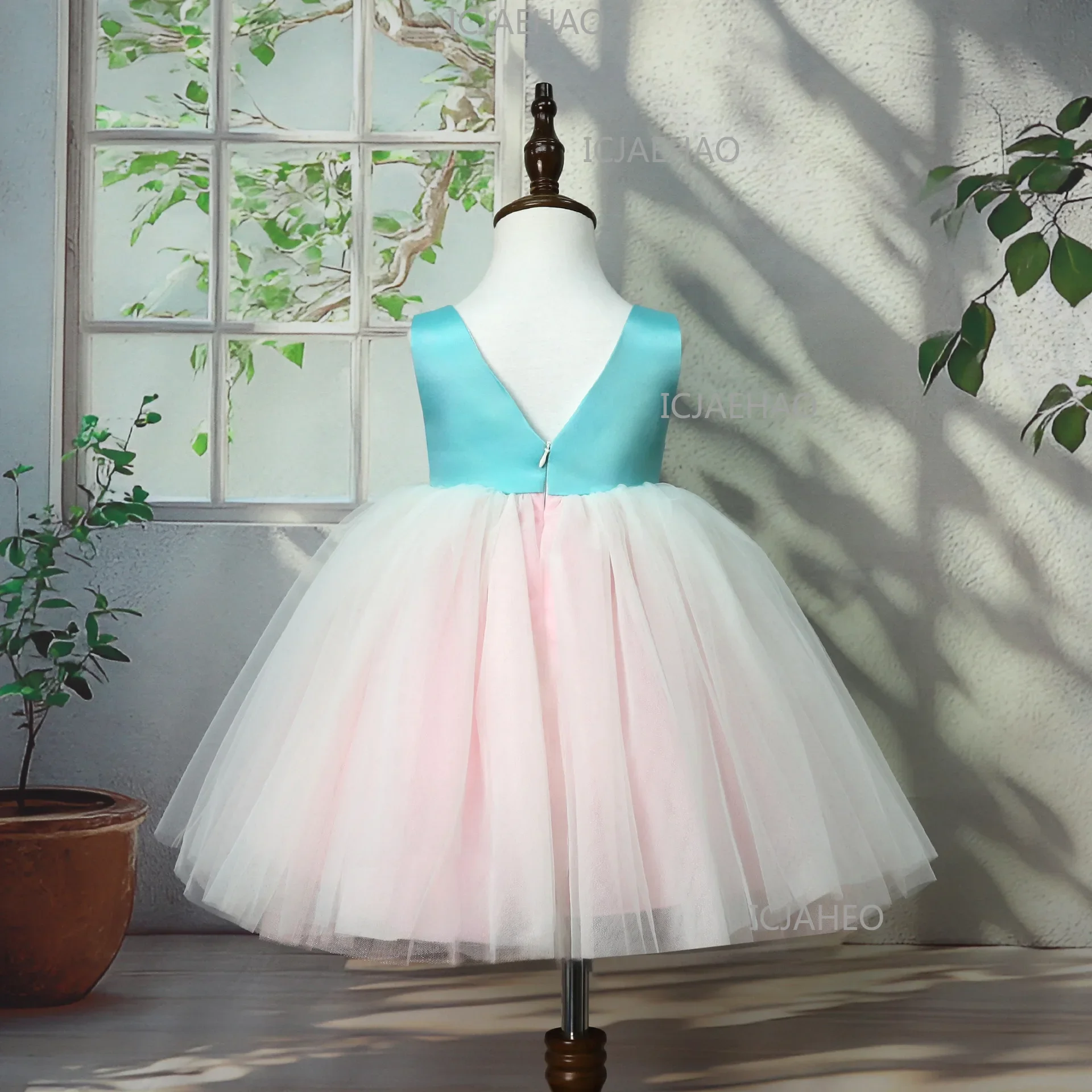 Children Gown Sleeveless Elegant Tutu Host Performance Birthday Party Banquet Princess Dress Flower Girl Wedding Girls Holiday