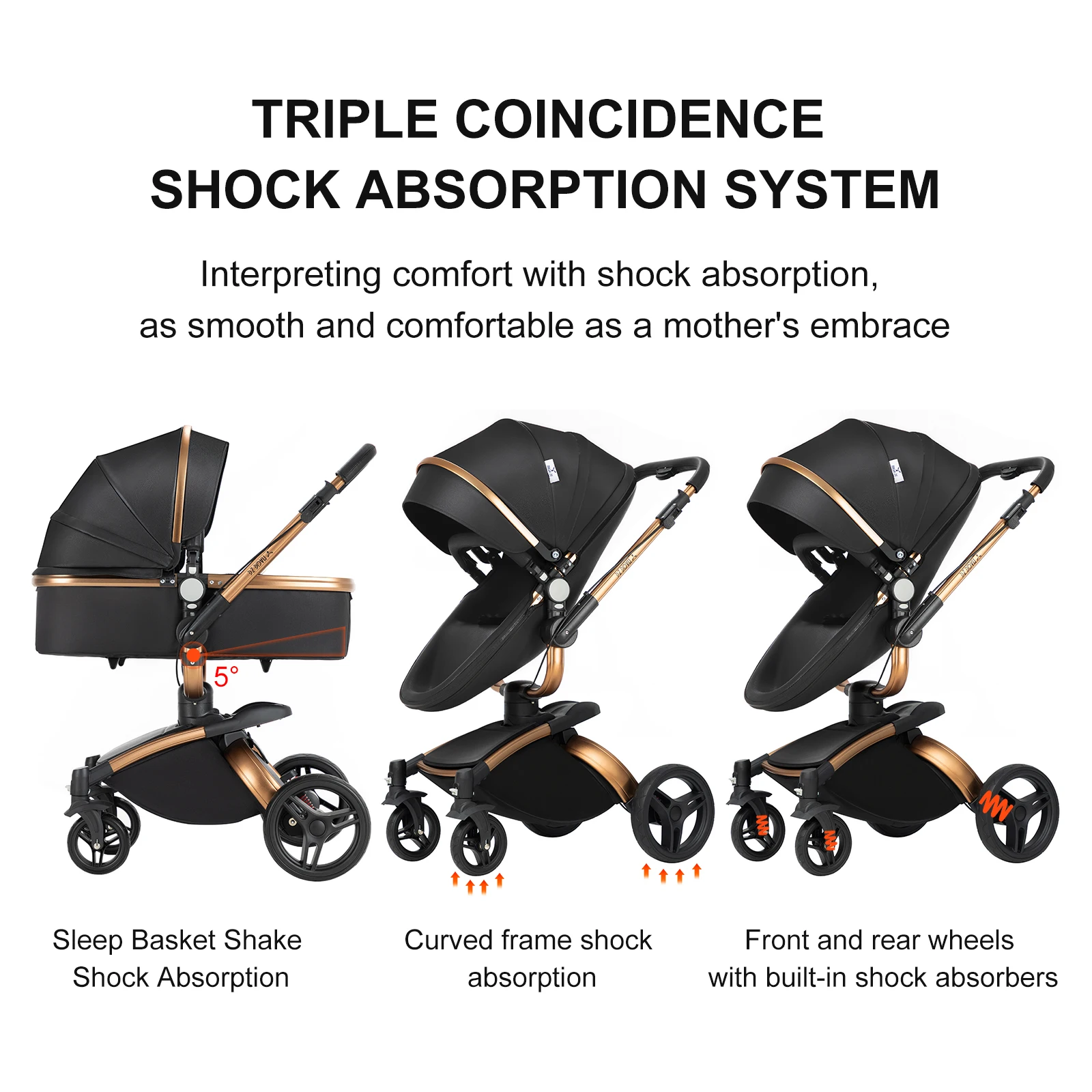 Baby Stroller Baby Car 3 in 1 Stroller Luxury High Quality Lightweight Portable Foldable Travel Pram Multi Functional Newborn Carriage