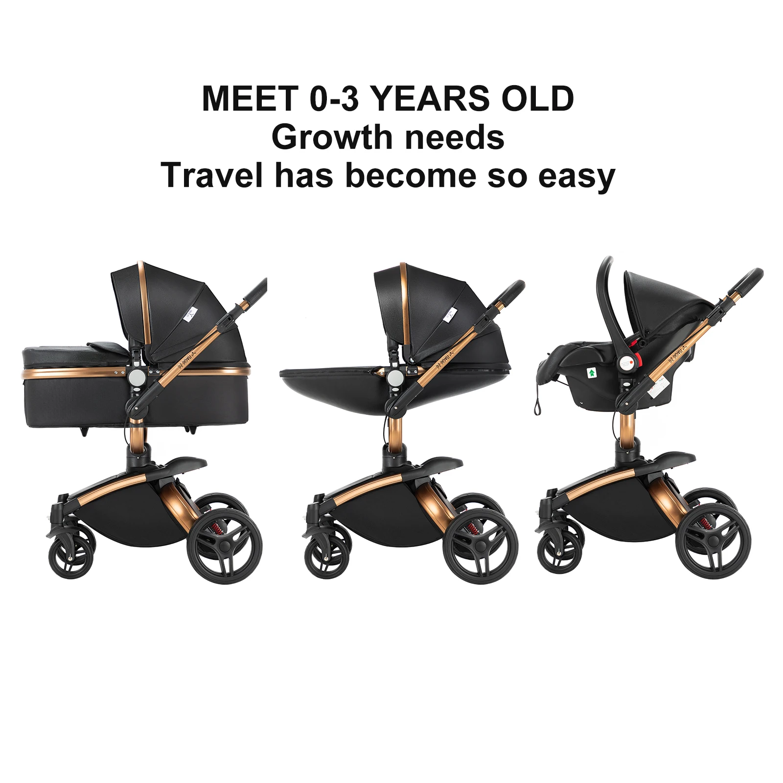 Baby Stroller Baby Car 3 in 1 Stroller Luxury High Quality Lightweight Portable Foldable Travel Pram Multi Functional Newborn Carriage