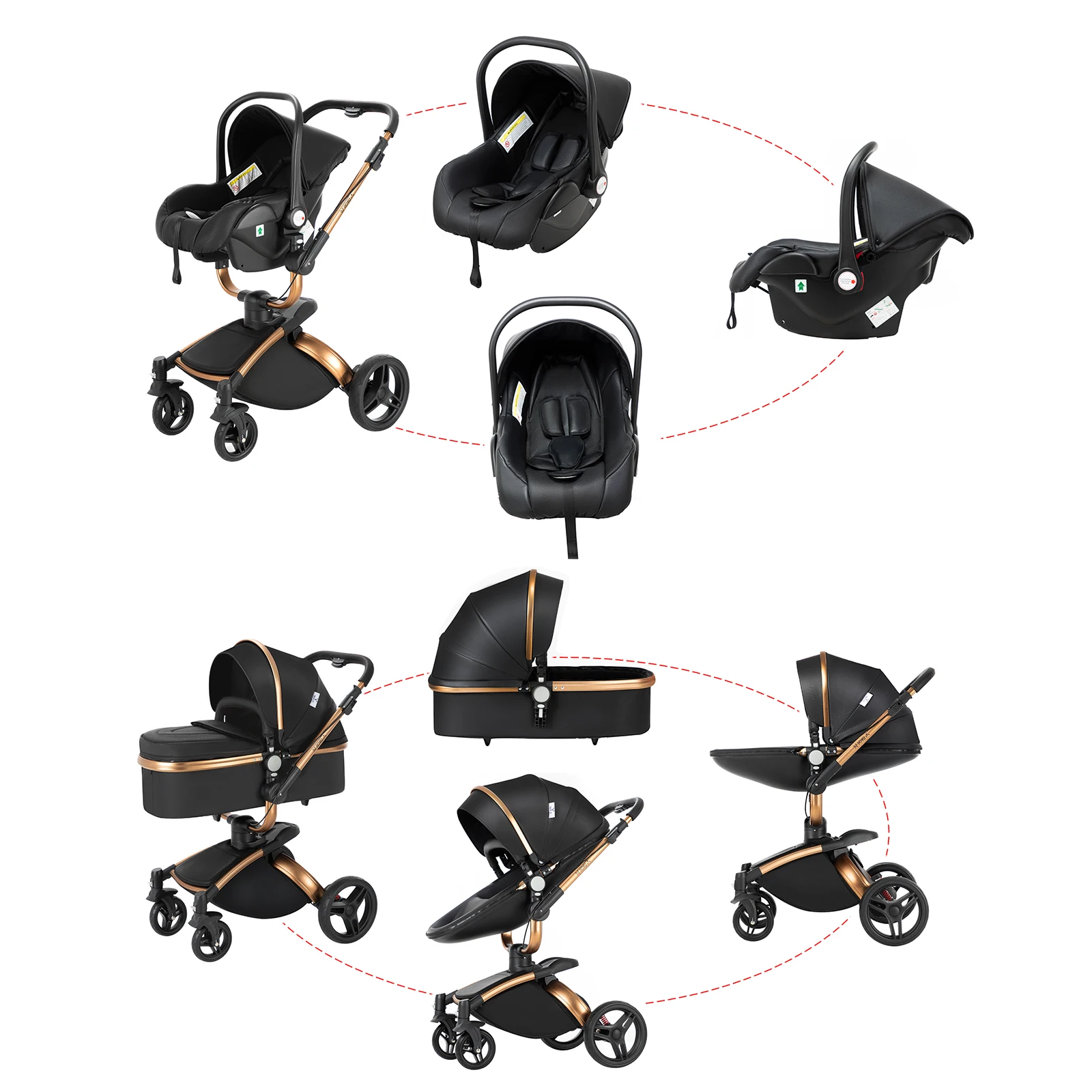 Baby Stroller Baby Car 3 in 1 Stroller Luxury High Quality Lightweight Portable Foldable Travel Pram Multi Functional Newborn Carriage