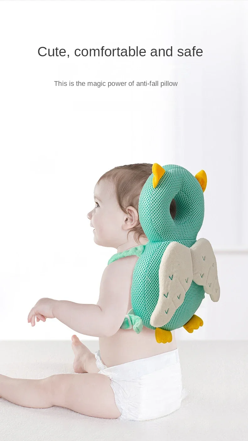 Adjustable Angel Bee Cartoon Baby Head Protector Pad, Shock‑Absorbing Soft Safety Cushion, Fall‑Prevent Headgear for 1‑3 Years Old Toddlers