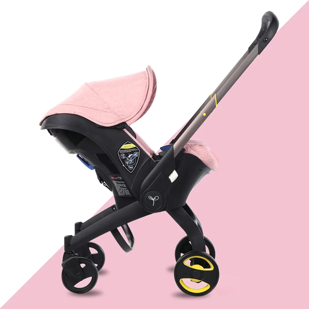 3‑in‑1 Lightweight Foldable Baby Stroller Travel System, Reversible Push Seat Convertible to Bassinet & Carrycot Pram, Portable Newborn Pushchair with Sun Canopy Multi‑Function Baby Carriage