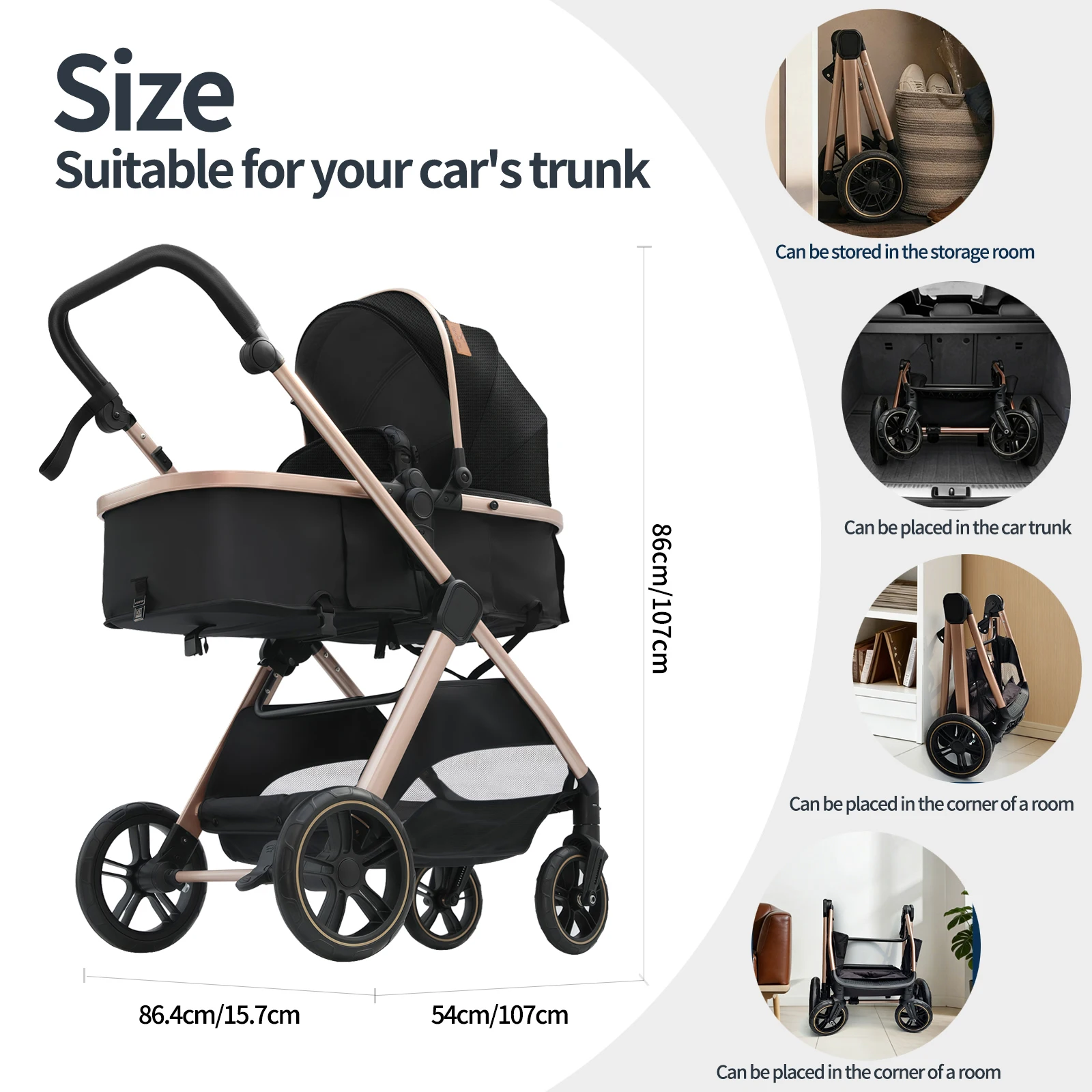 Baby  Stroller Lightweight Foldable Compact  Easy Push Easy Fold for Newborn Infant Toddler Daily Use and Travel
