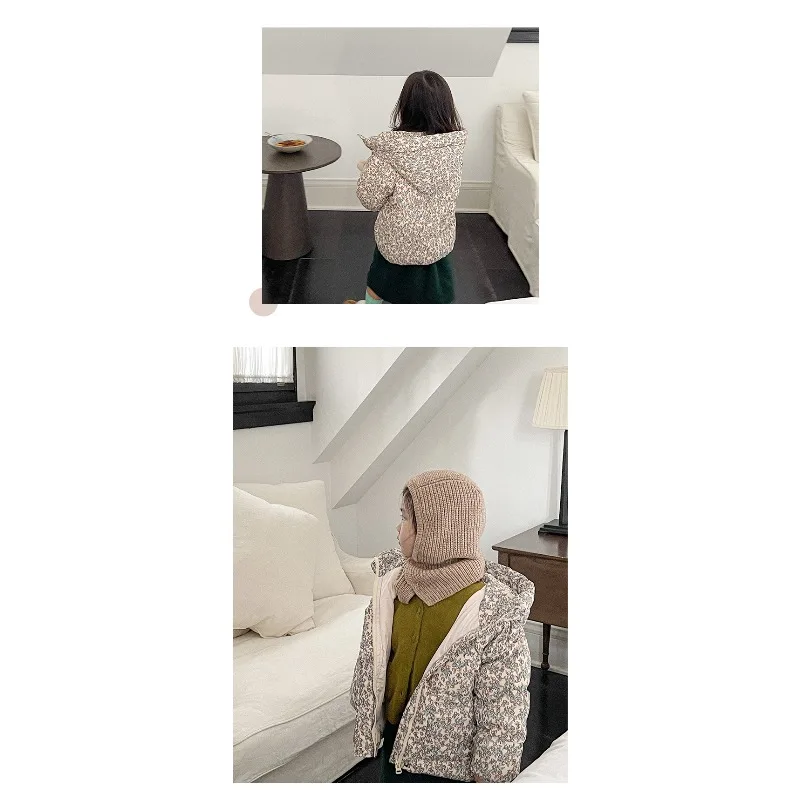 UNITIM Winter Infant Baby Girls Parkas 1-5Yrs Girls Floral Printed Hooded Outerwear Coat Toddler Hooded Jacket for Little Kids