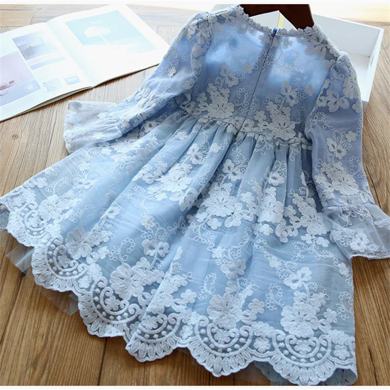 Girls New Spring and Autumn High-End Temperament Long Sleeve Solid Color Dress