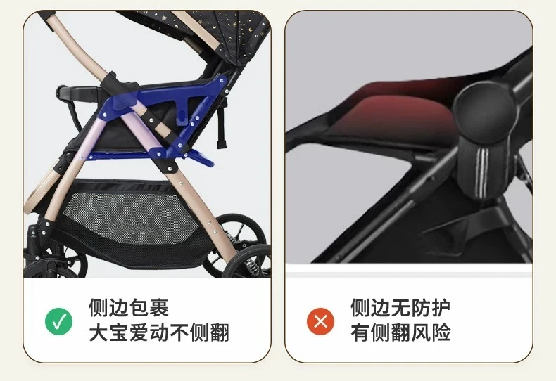 Babyfond Baby Stroller Can Sit and Lie Down Two-way High Landscape Folding Newborn Baby 0-3 Years Old Baby Stroller
