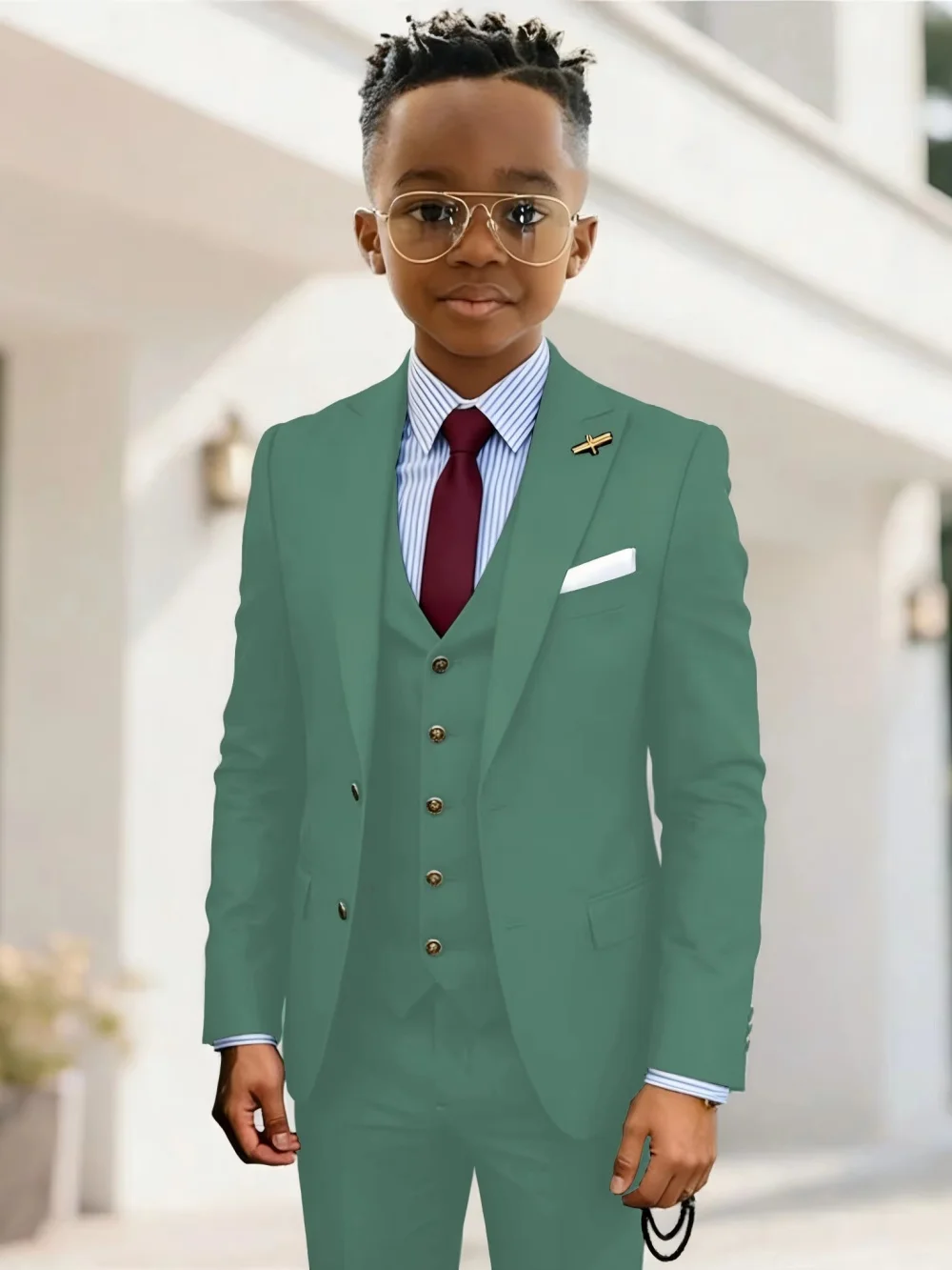 Formal Boys Suits 3 Pieces Wedding Ring Bearer Outfit Handsome Peak Lapel Homecoming Suit Set Fast Delivery Tuxedo 2-20T